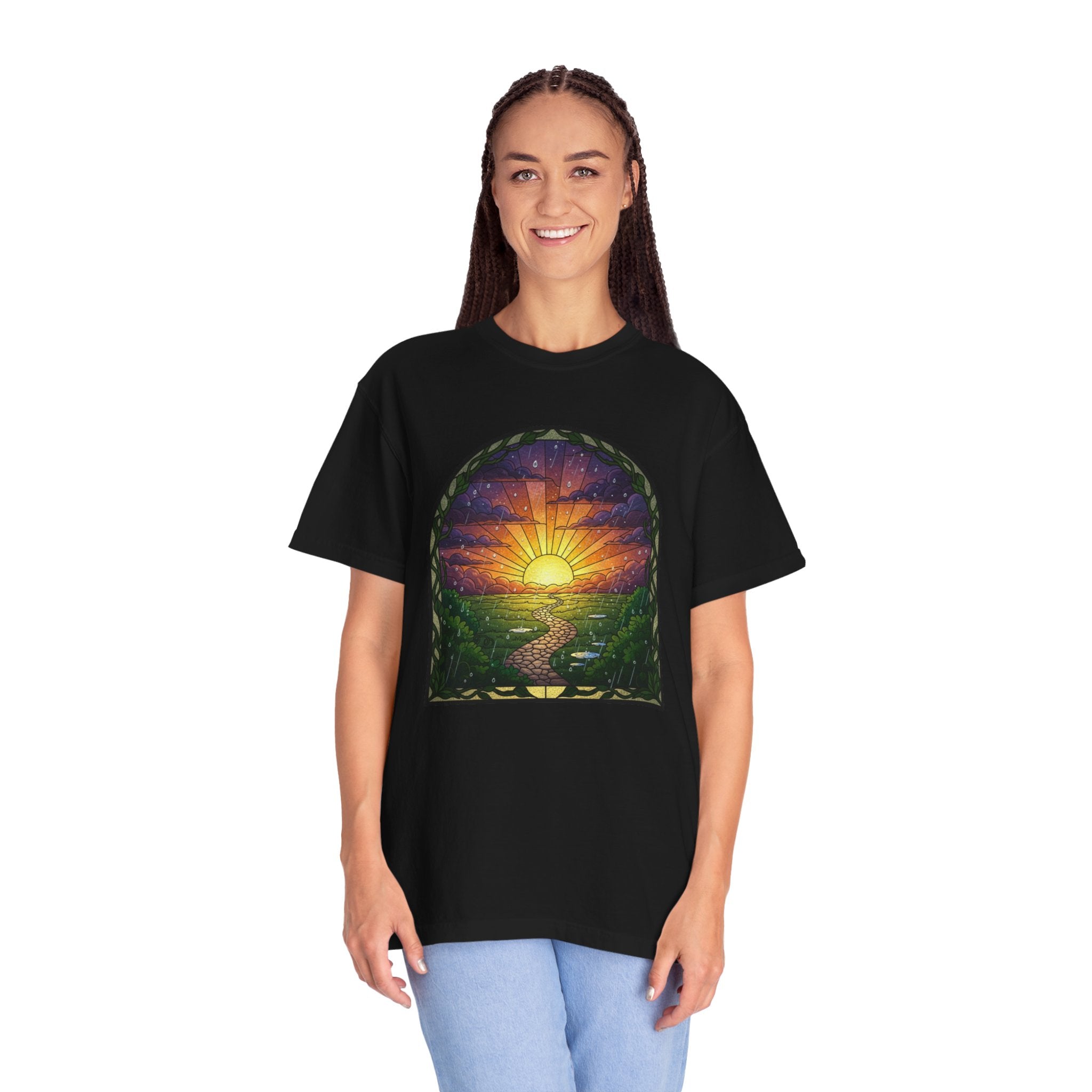 Rainy Sunset Stained Glass T-Shirt