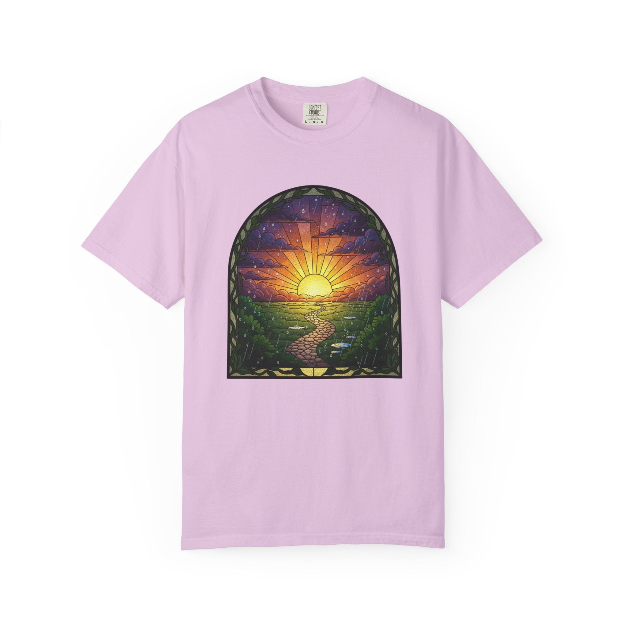 Rainy Sunset Stained Glass T-Shirt
