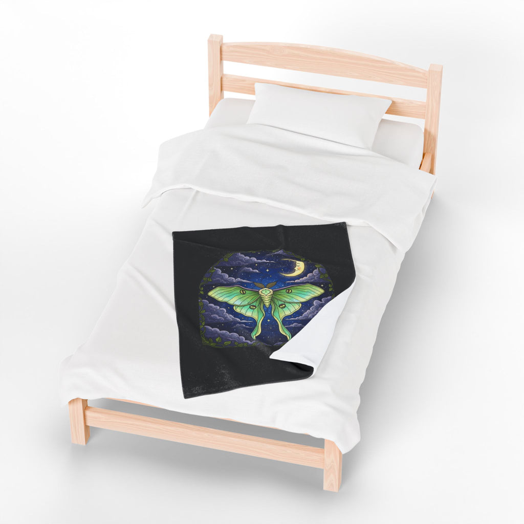 Luna Moth Velveteen Plush Blanket Throw