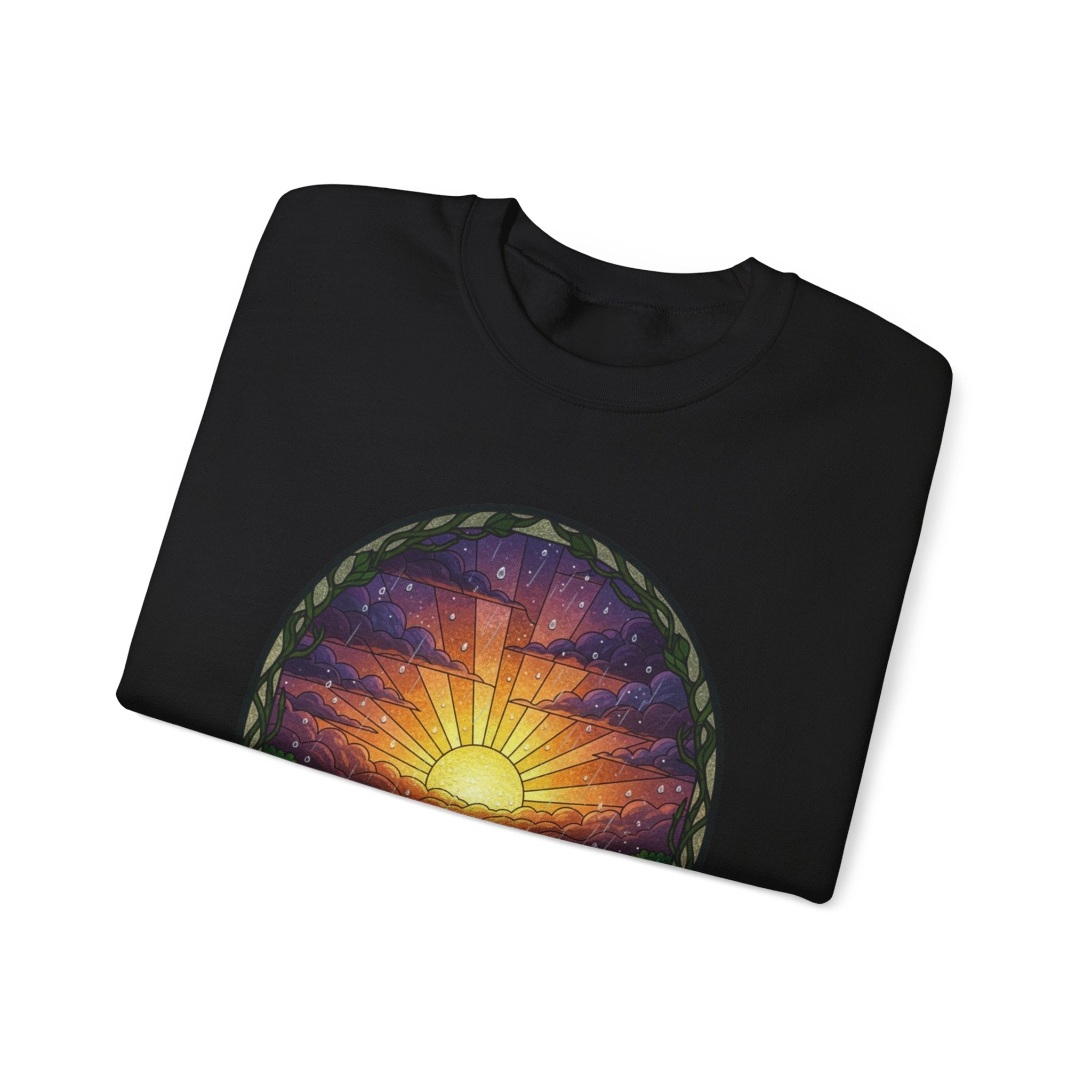 Rainy Sunset Stained Glass Crewneck Sweatshirt