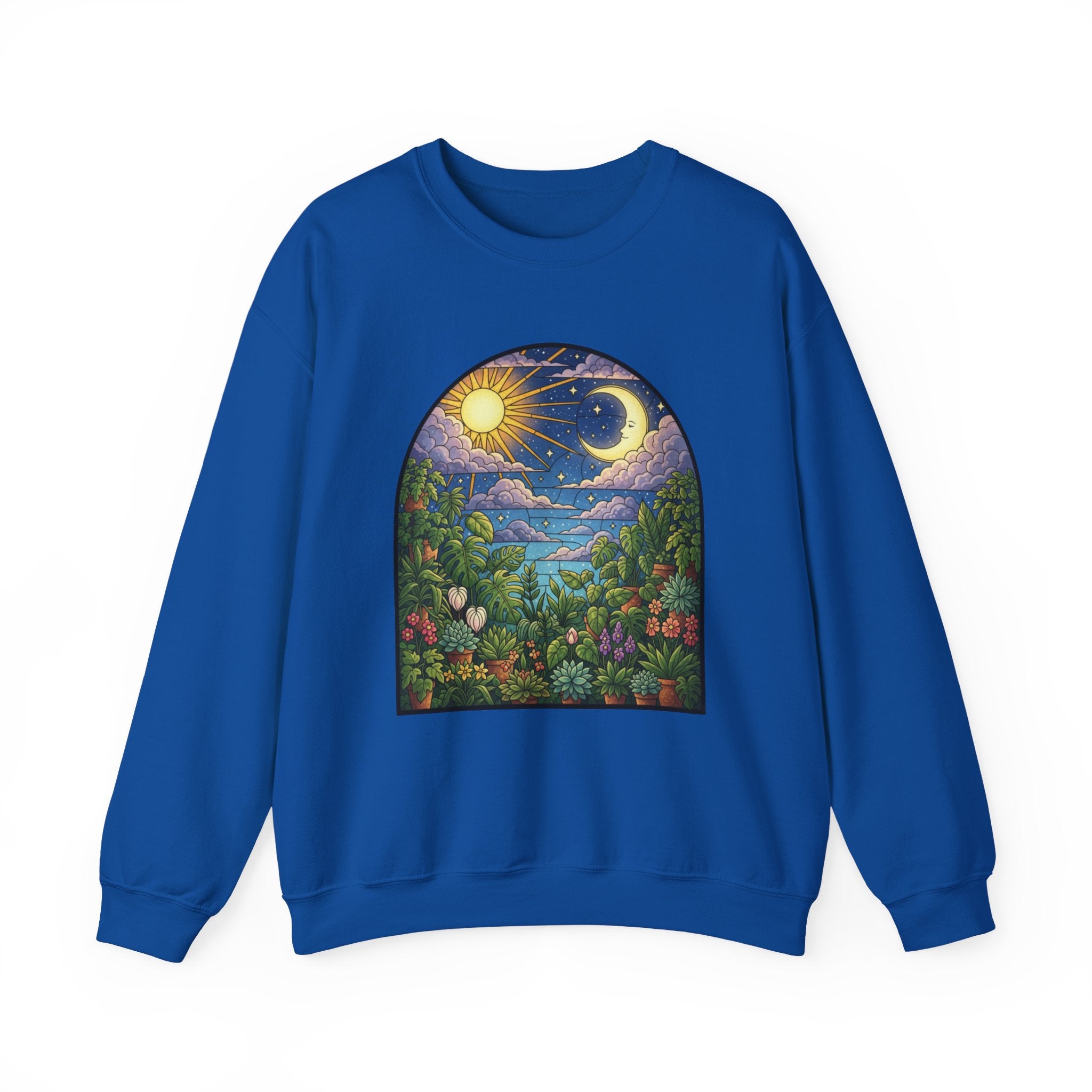 Celestial Houseplant Crewneck Sweatshirt | Stained Glass Pullover