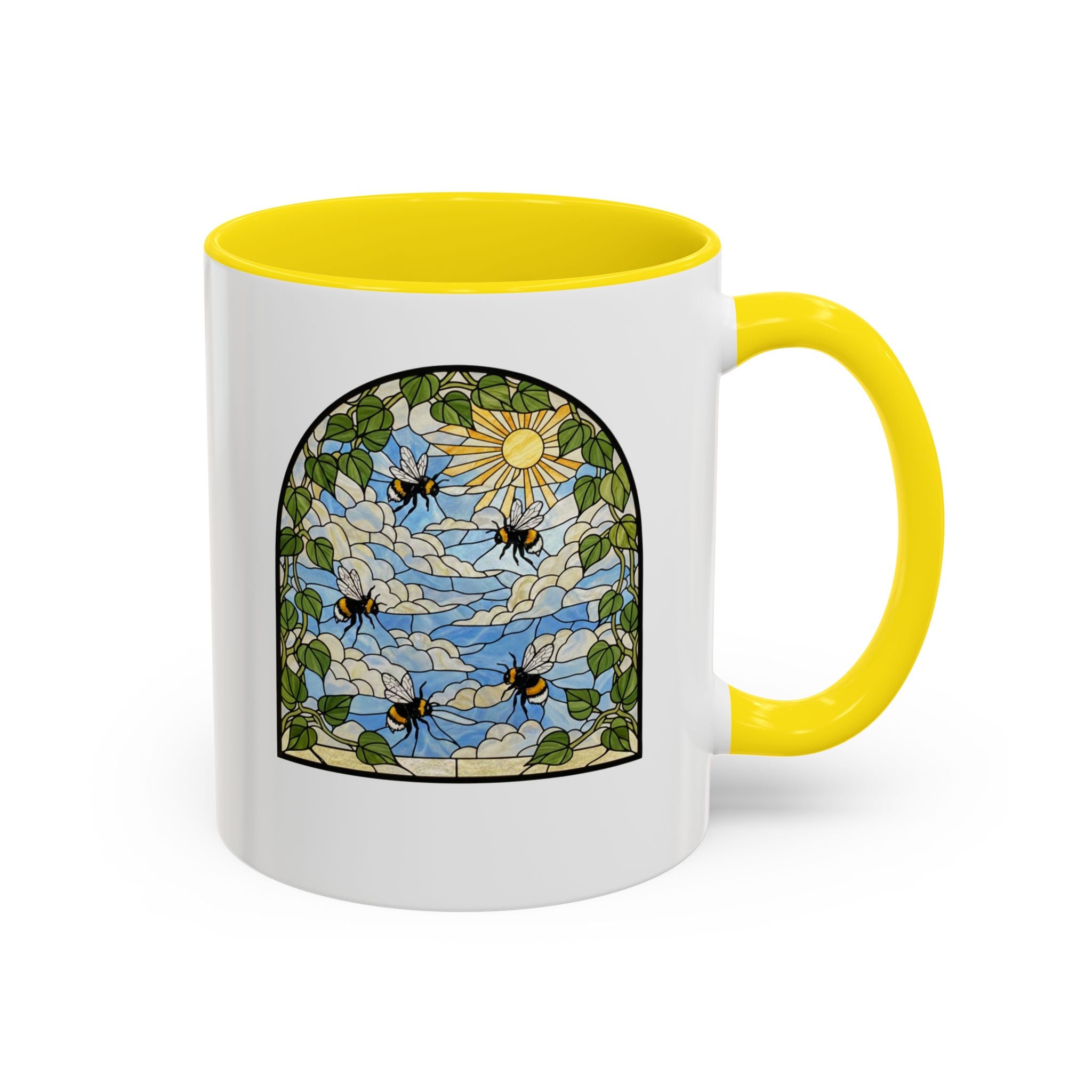 Bee and Sun Stained Glass Accent Coffee Mug (11/15oz)