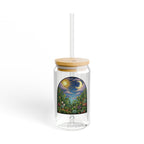 Celestial Houseplant Garden Sipper Glass | 16oz Eco Bamboo Lid Tumbler with Plastic Straw