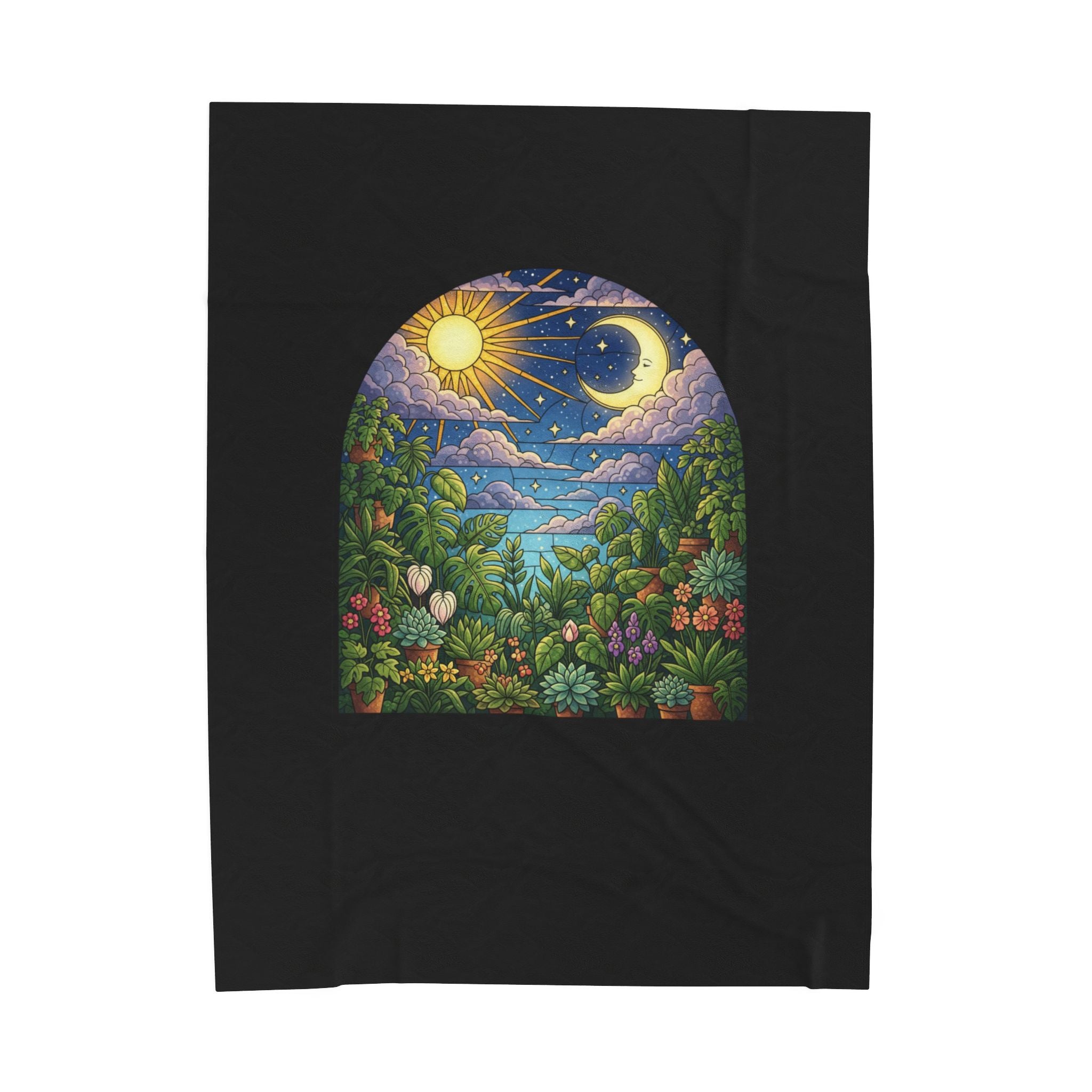 Celestial Houseplant Garden Velveteen Plush Blanket