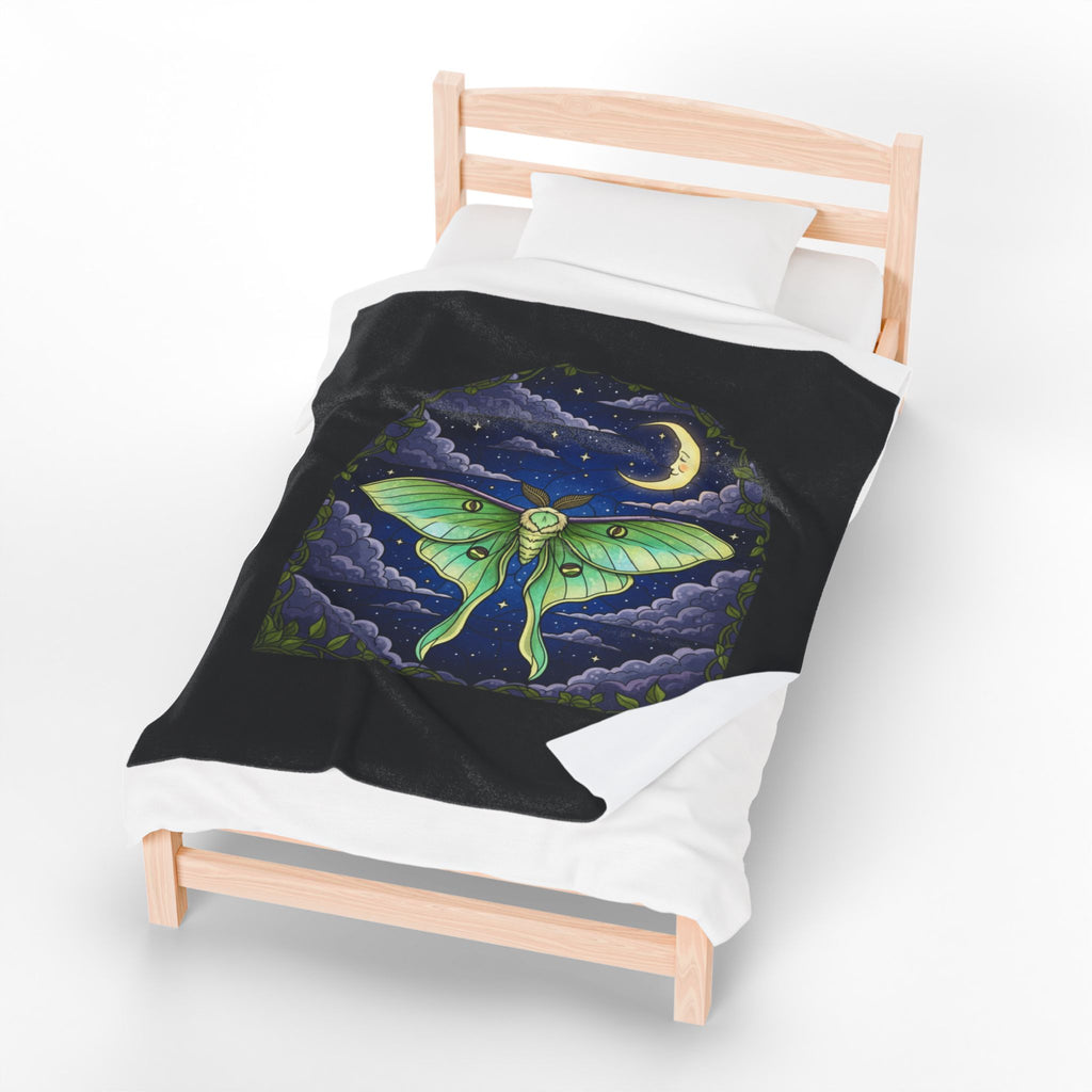 Luna Moth Velveteen Plush Blanket Throw