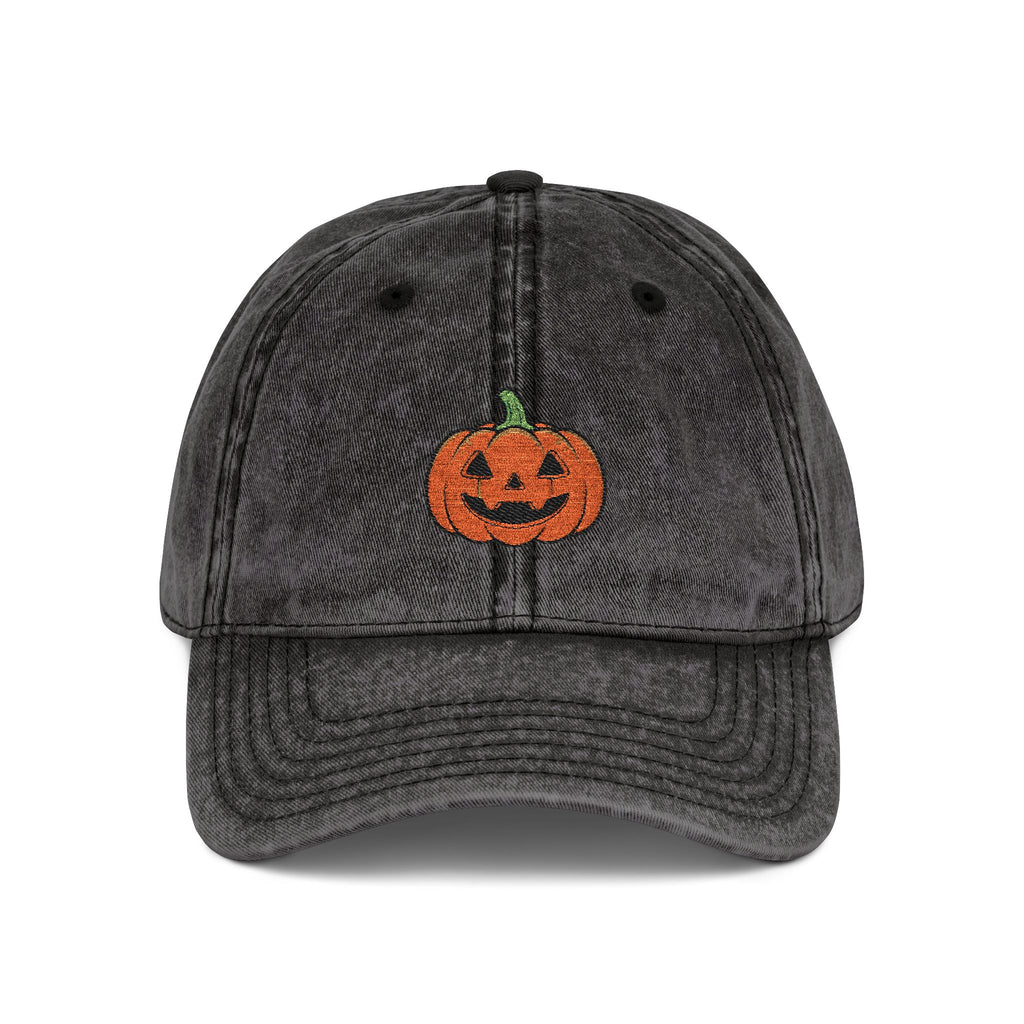 Distressed Embroidered Jack-O-Lantern Hat