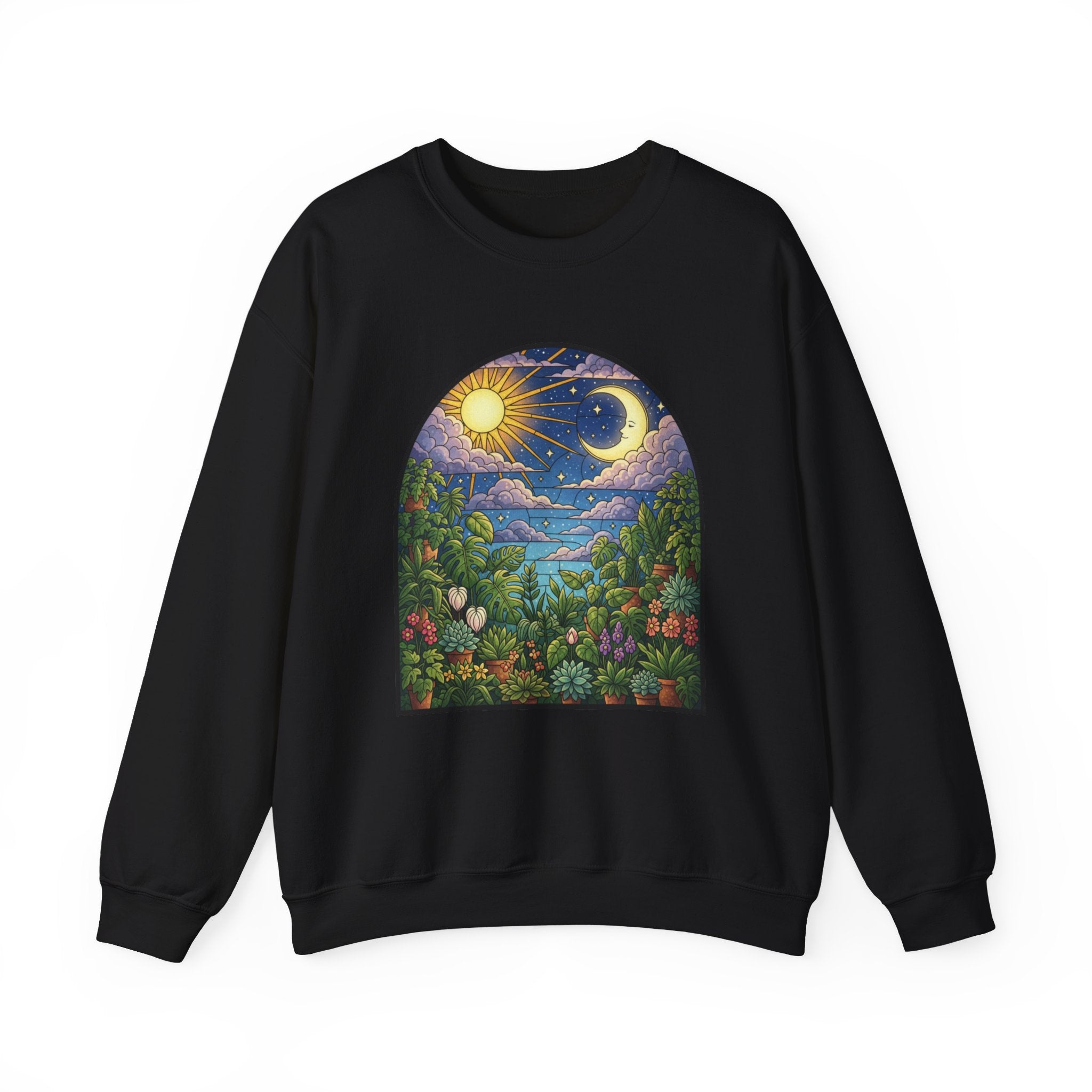 Celestial Houseplant Crewneck Sweatshirt | Stained Glass Pullover