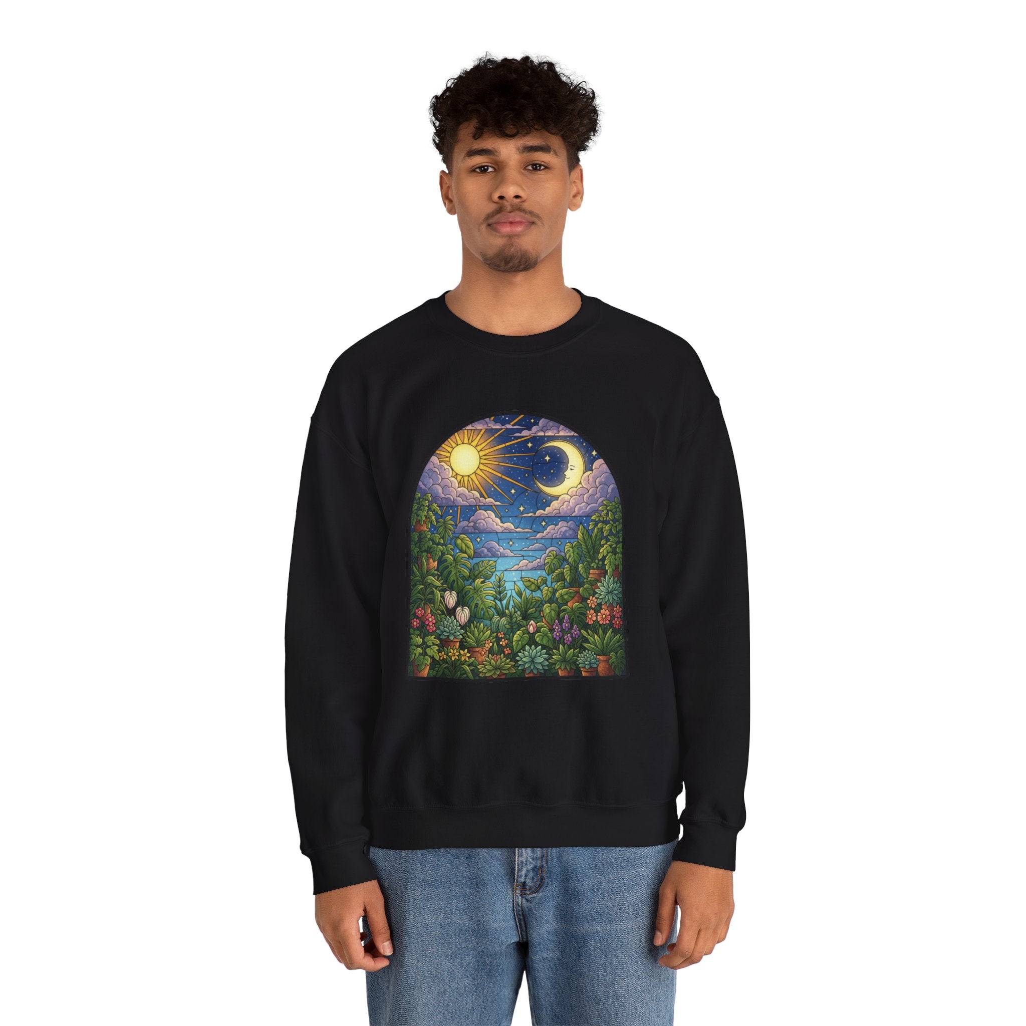 Celestial Houseplant Crewneck Sweatshirt | Stained Glass Pullover