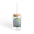 Orchid Praying Mantis Glass Sipper | 16oz Eco Bamboo Lid Tumbler with Plastic Straw