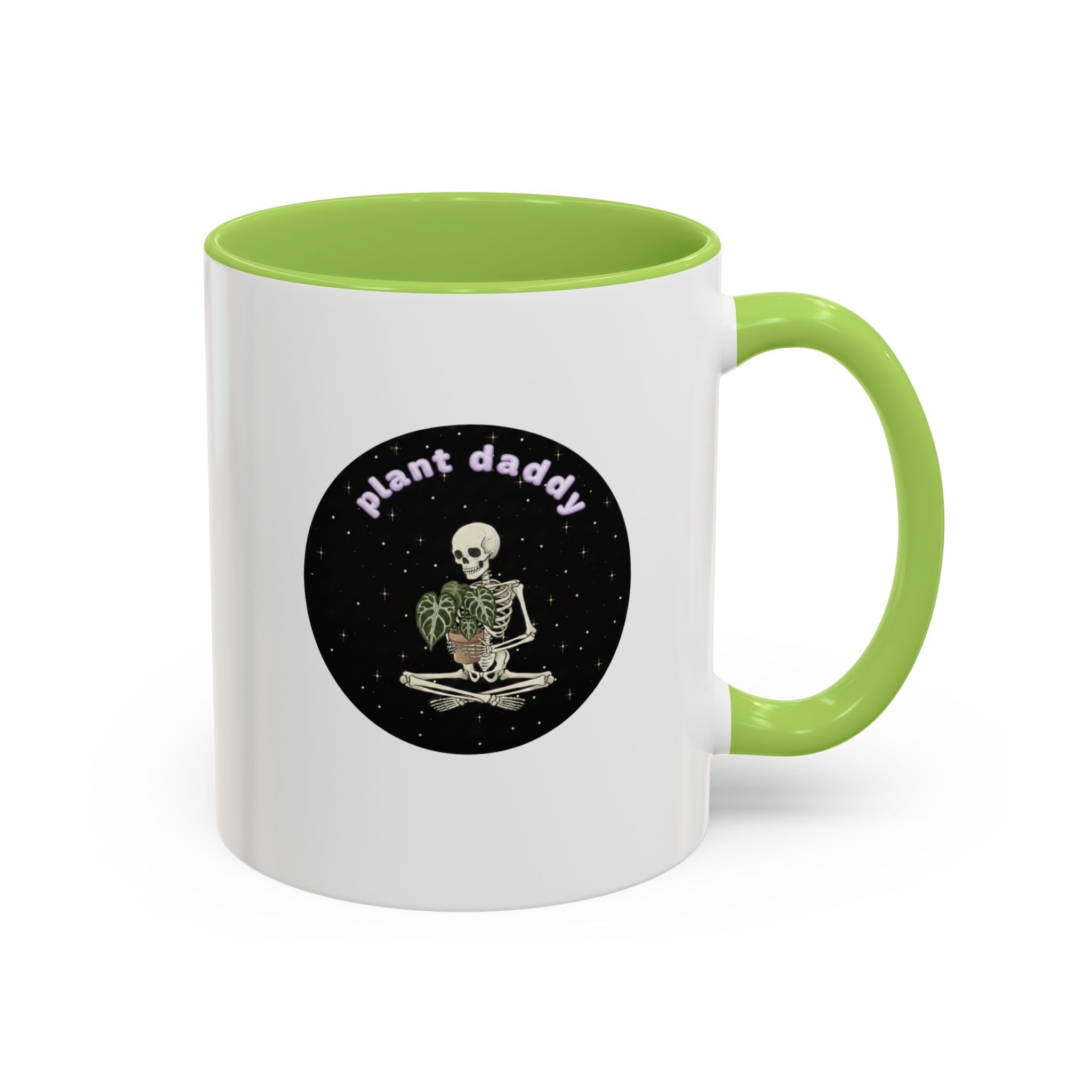 Plant Daddy Coffee Mug | Skeleton Holding Plant Accent Mug (11/15oz)