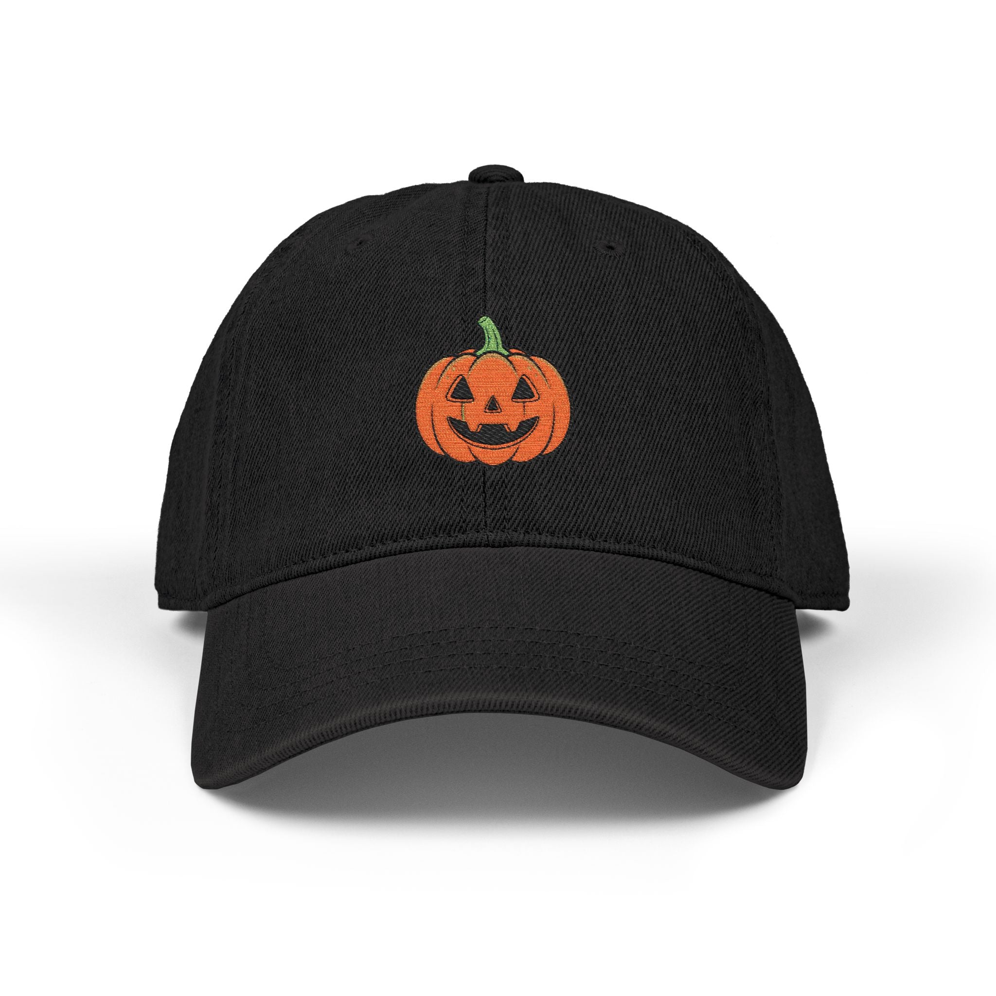 Embroidered Jack-o'-Lantern Denim Hat | Halloween Pumpkin Cap
