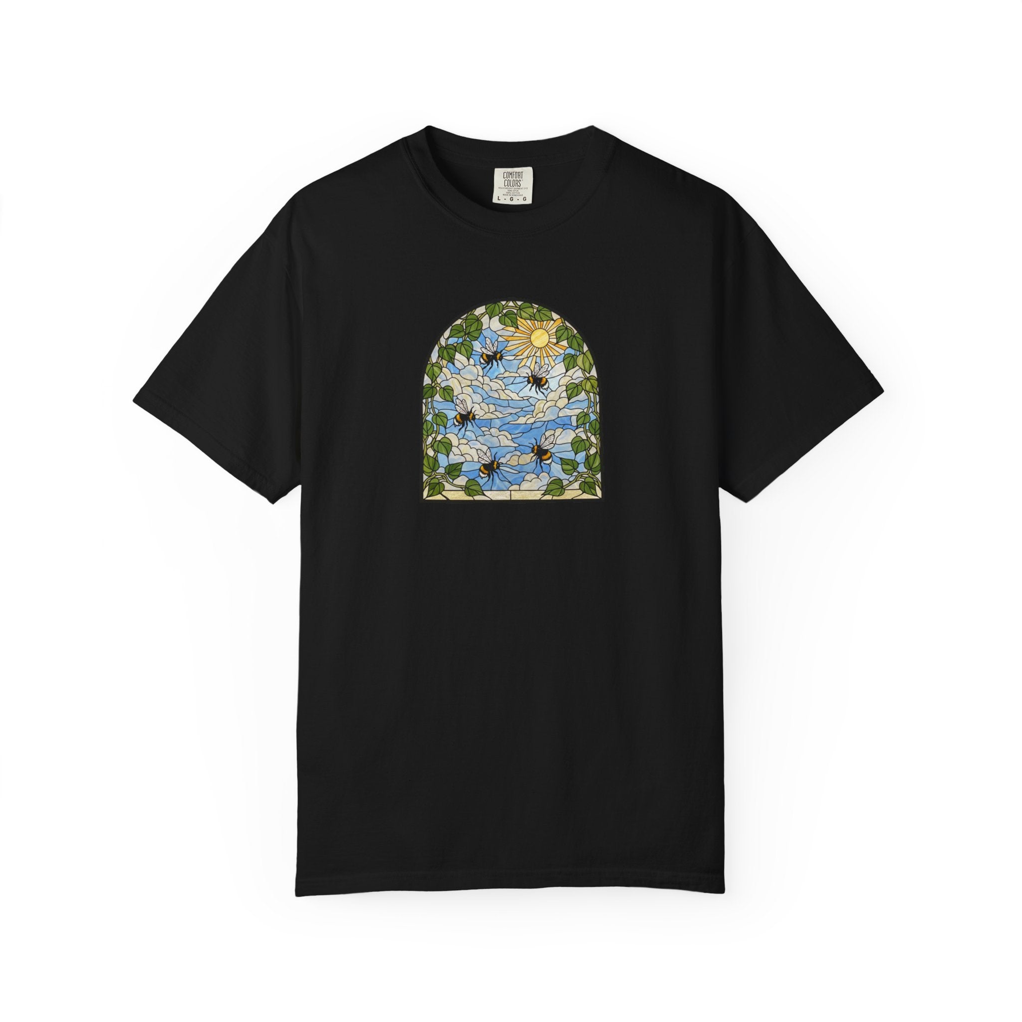 Stained Glass Bumblebee T-Shirt | Arched Vintage Window Tee
