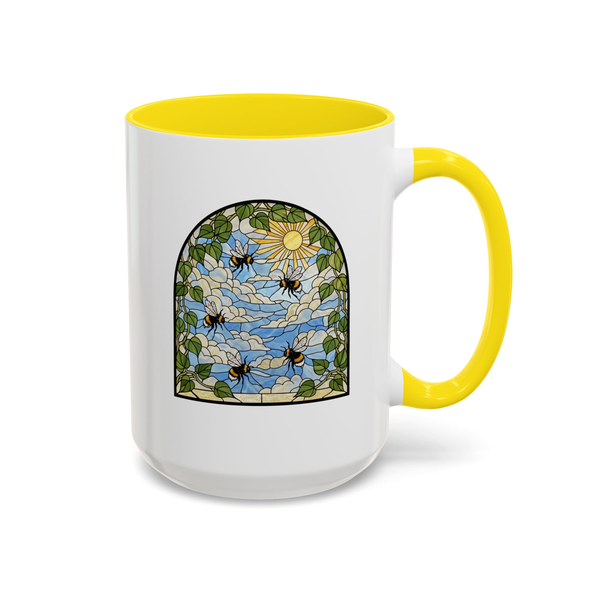 Bee and Sun Stained Glass Accent Coffee Mug (11/15oz)