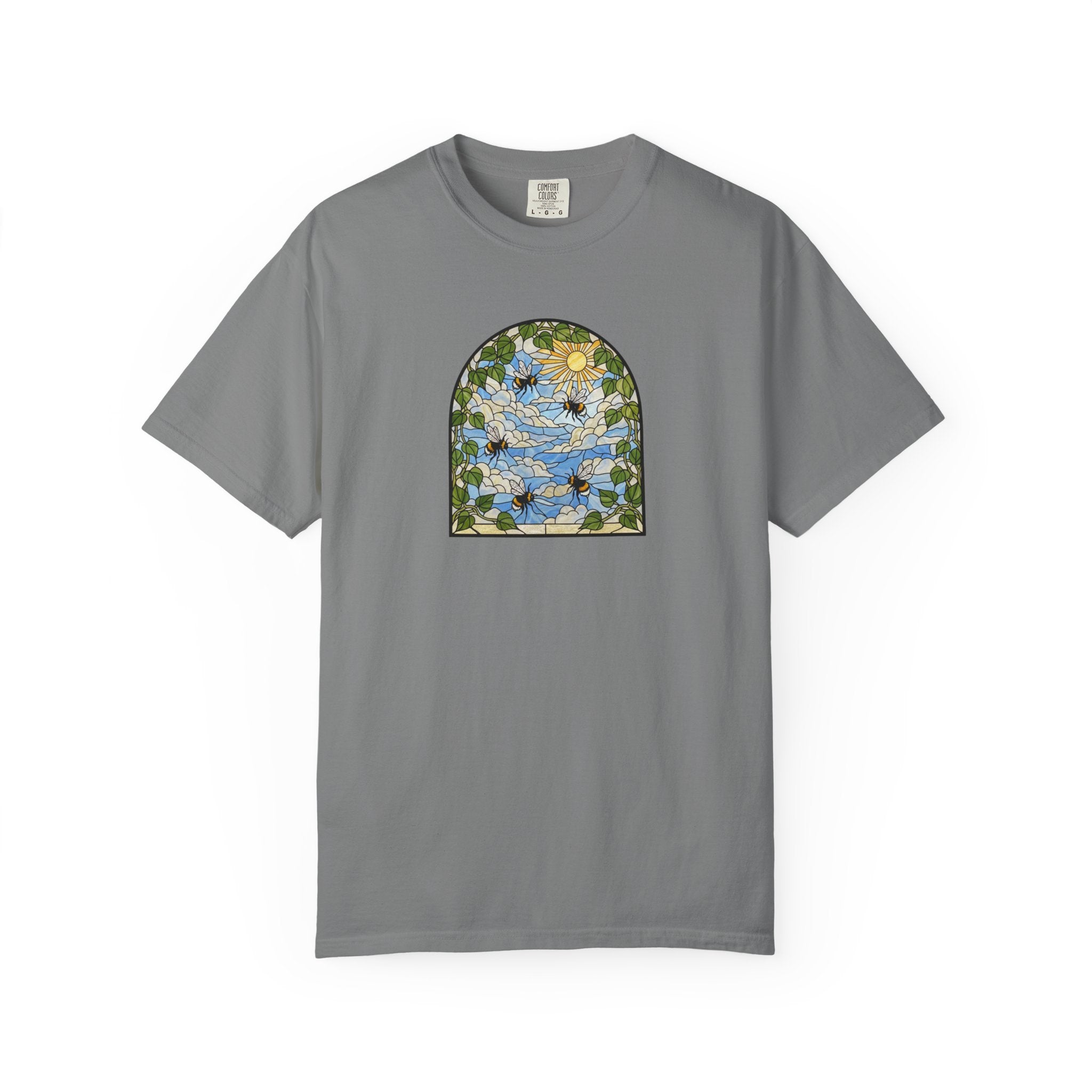 Stained Glass Bumblebee T-Shirt | Arched Vintage Window Tee