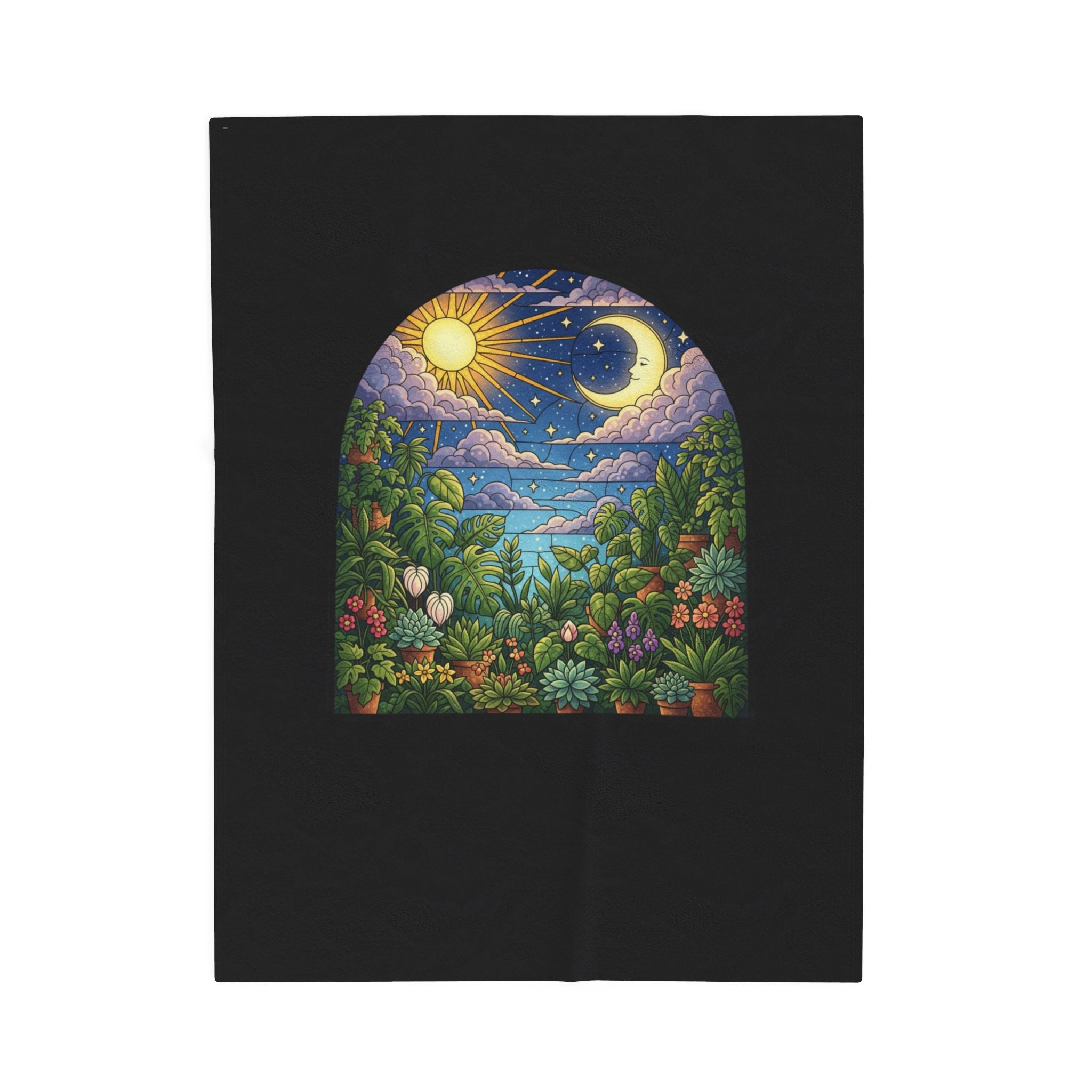 Celestial Houseplant Garden Velveteen Plush Blanket
