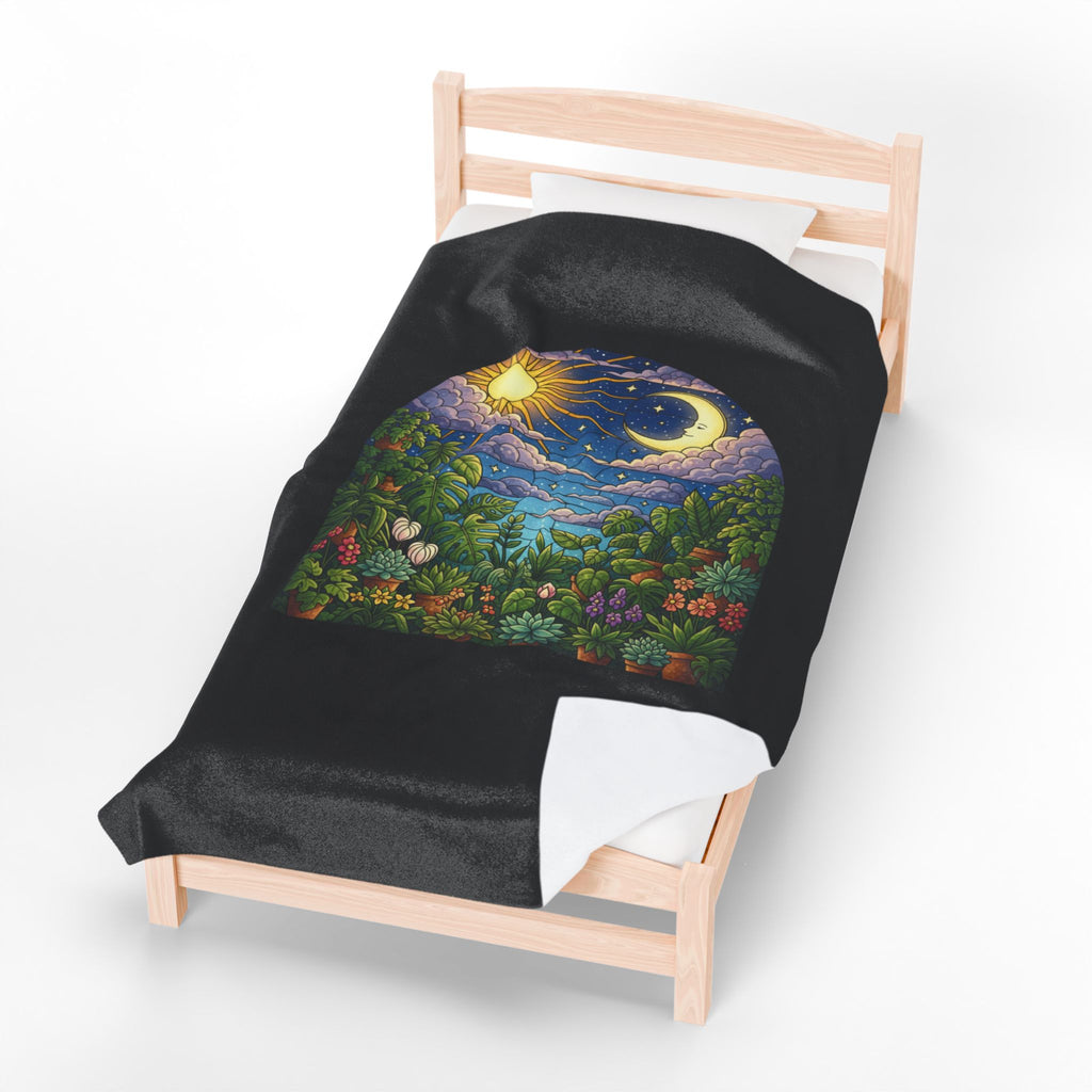 Celestial Houseplant Garden Velveteen Plush Blanket