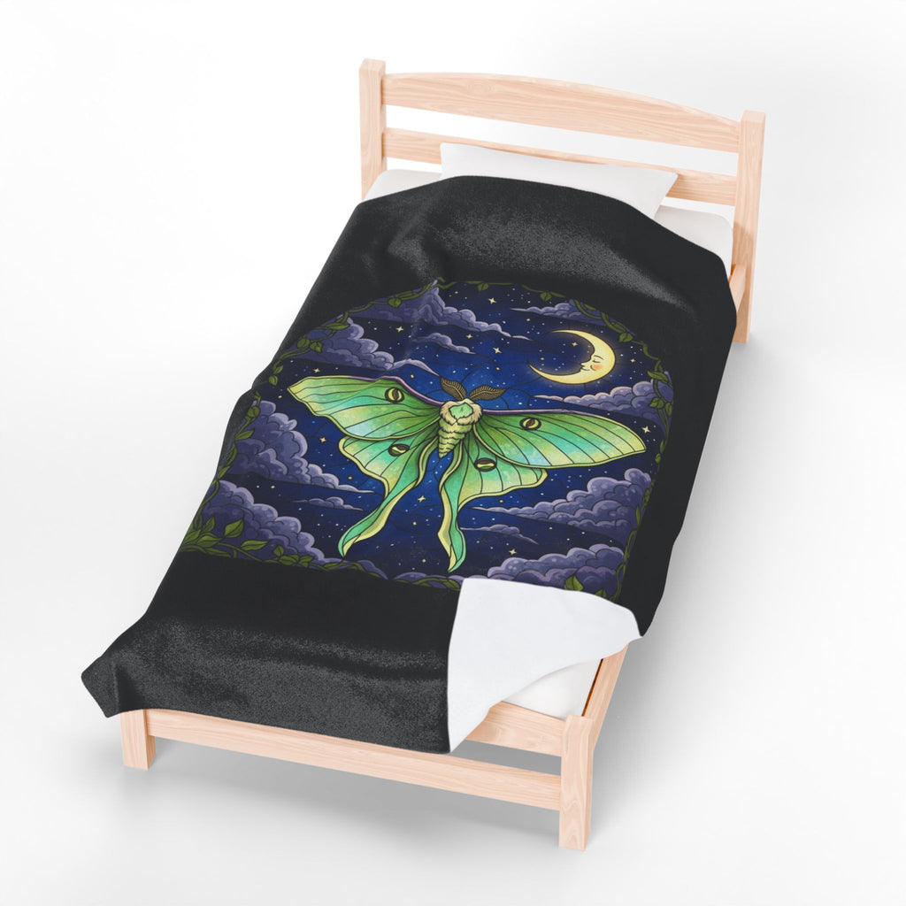 Luna Moth Velveteen Plush Blanket Throw