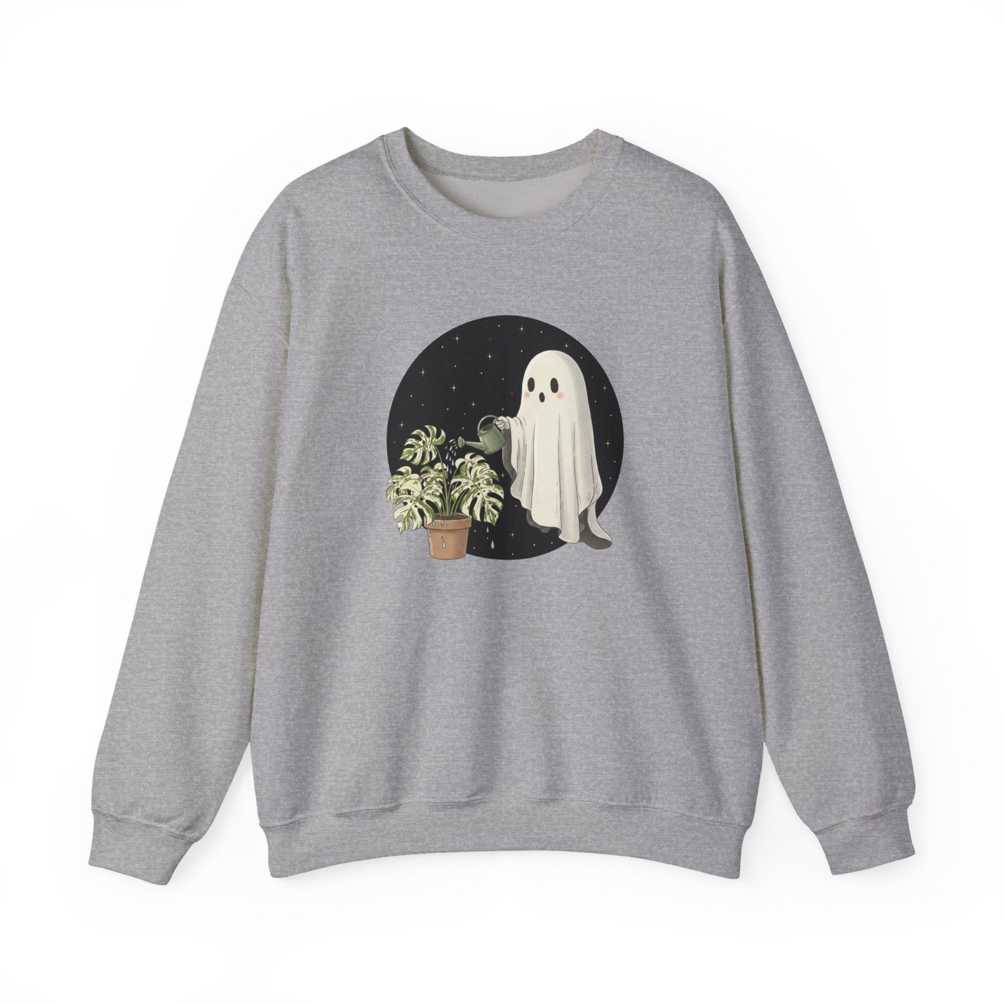 Ghost Plant Crewneck Sweatshirt | Ghost Watering Monstera Thai Con Pullover