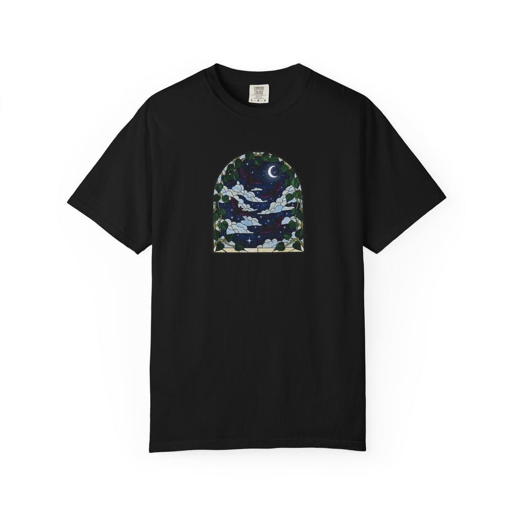 Moonlight Stained Glass Bats & Pothos T‑Shirt