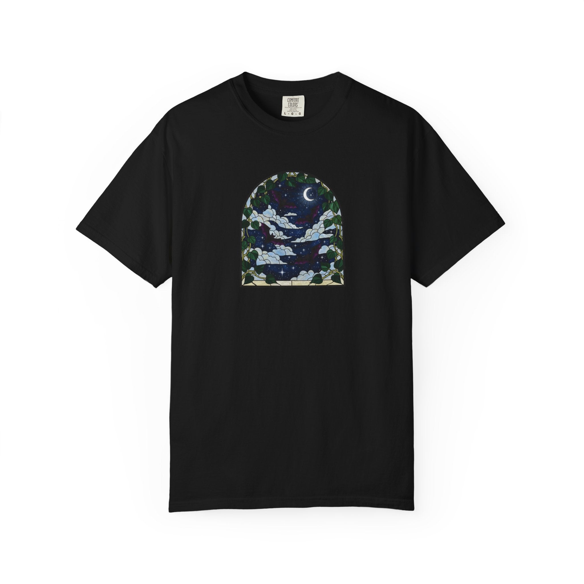 Moonlight Stained Glass Bats & Pothos T‑Shirt