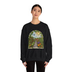 Garden Path Crewneck Sweatshirt | Stained-Glass Veggie Garden View Pullover