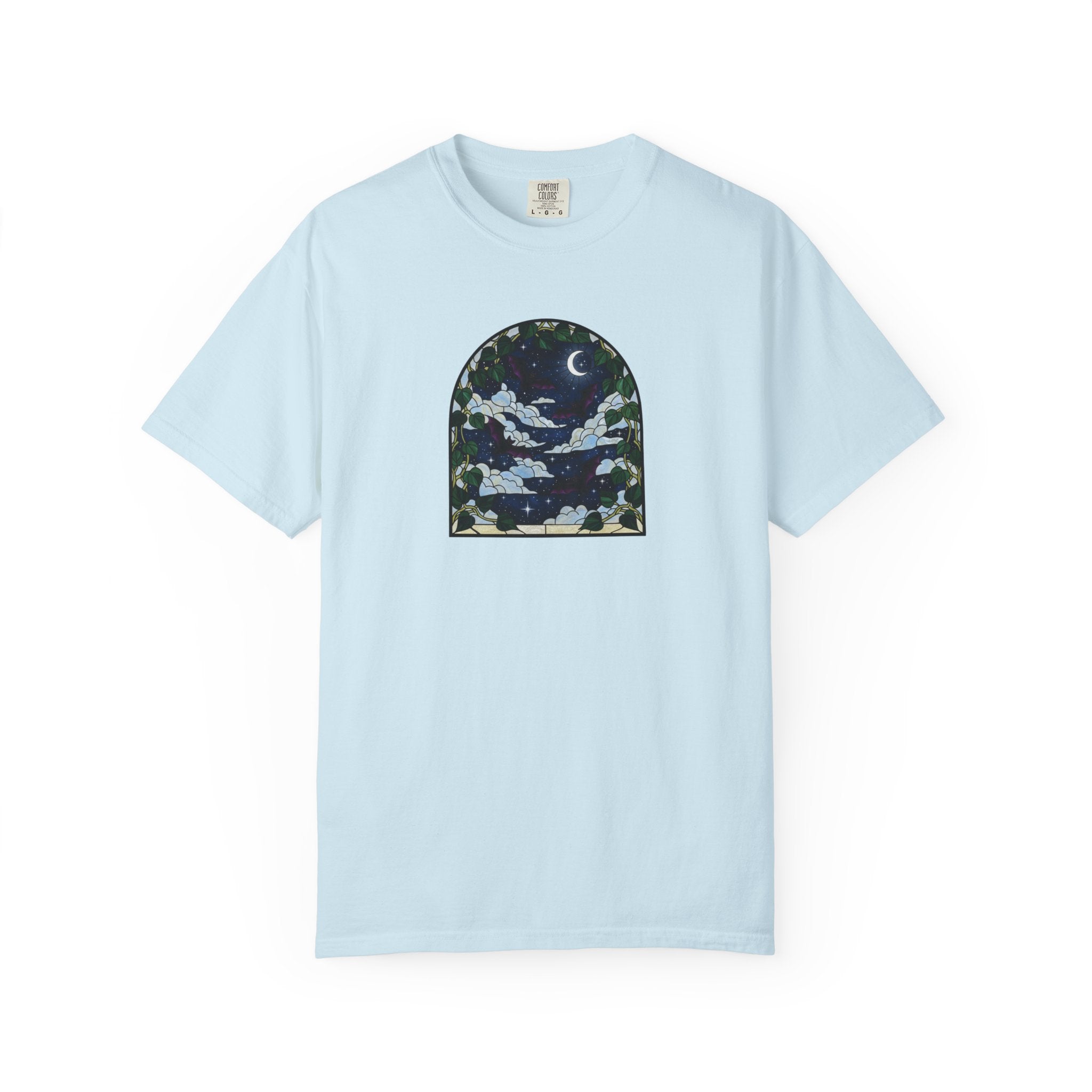 Moonlight Stained Glass Bats & Pothos T‑Shirt