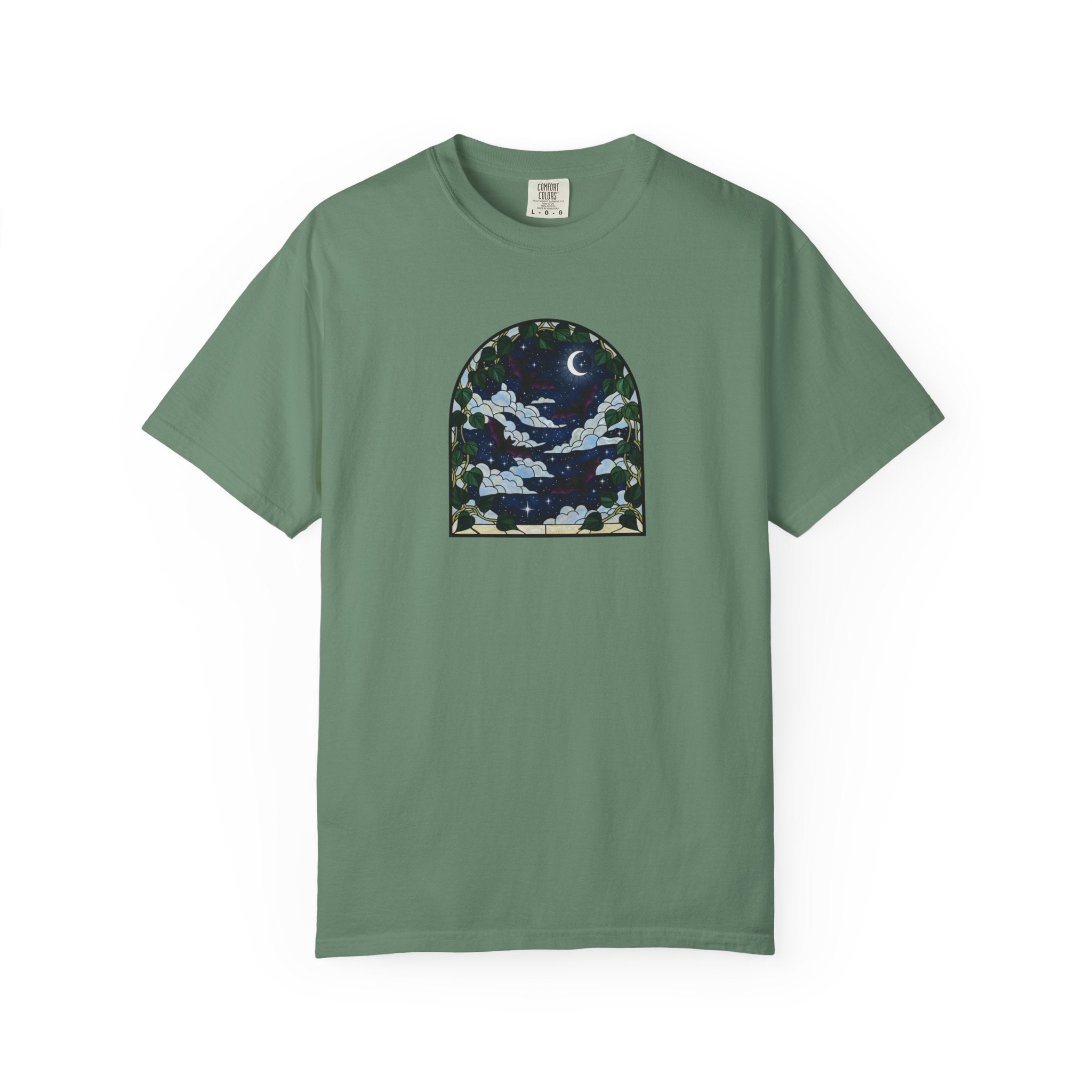 Moonlight Stained Glass Bats & Pothos T‑Shirt