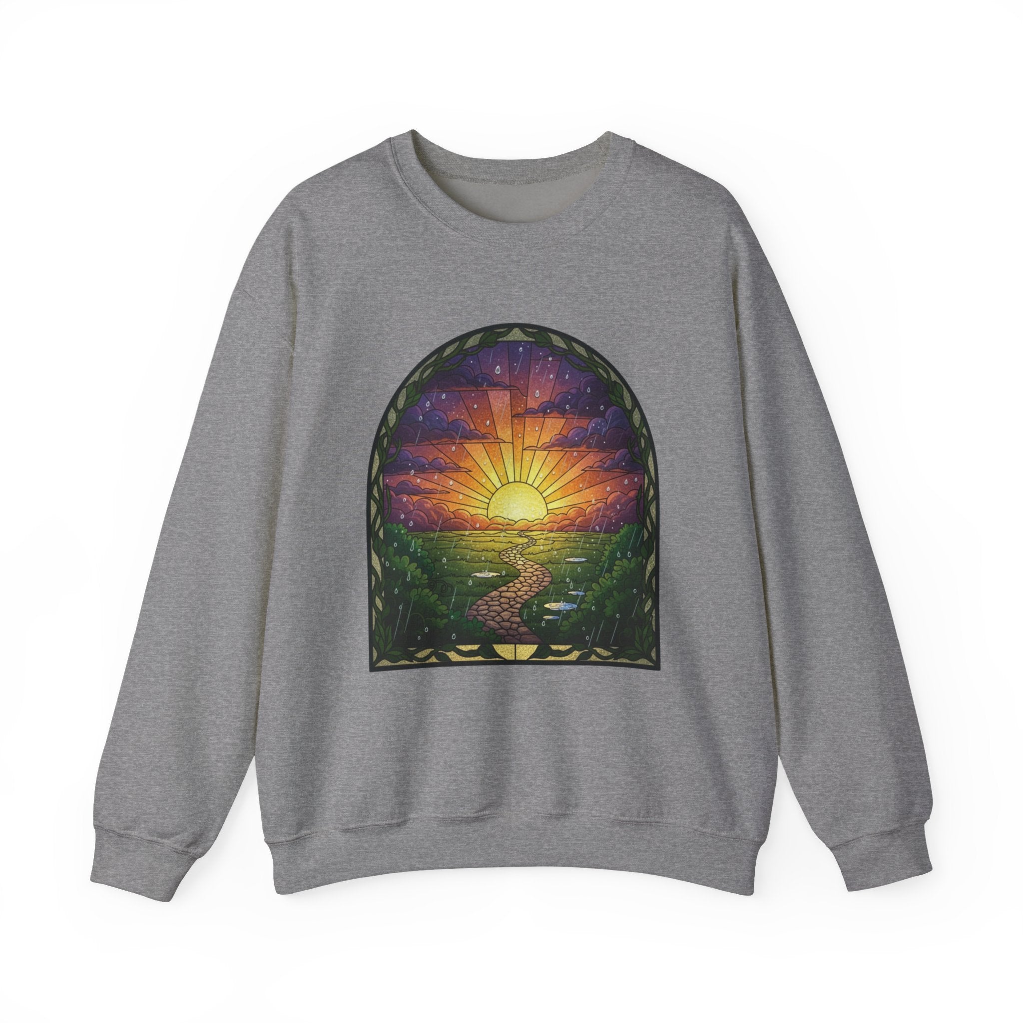 Rainy Sunset Stained Glass Crewneck Sweatshirt