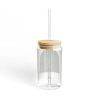 Koi Fish Pond in Willow Tree Forest Glass Sipper | 16oz Eco Bamboo Lid Tumbler with Plastic Straw