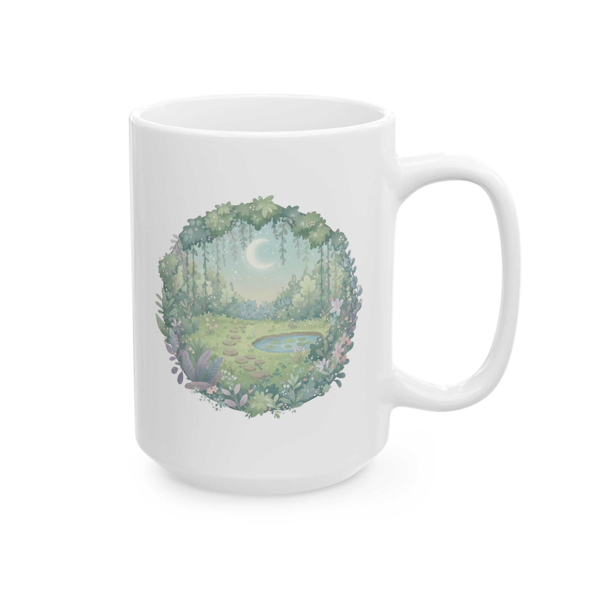 Moonlit Pond Greenery Tea & Coffee Cup (11oz, 15oz)
