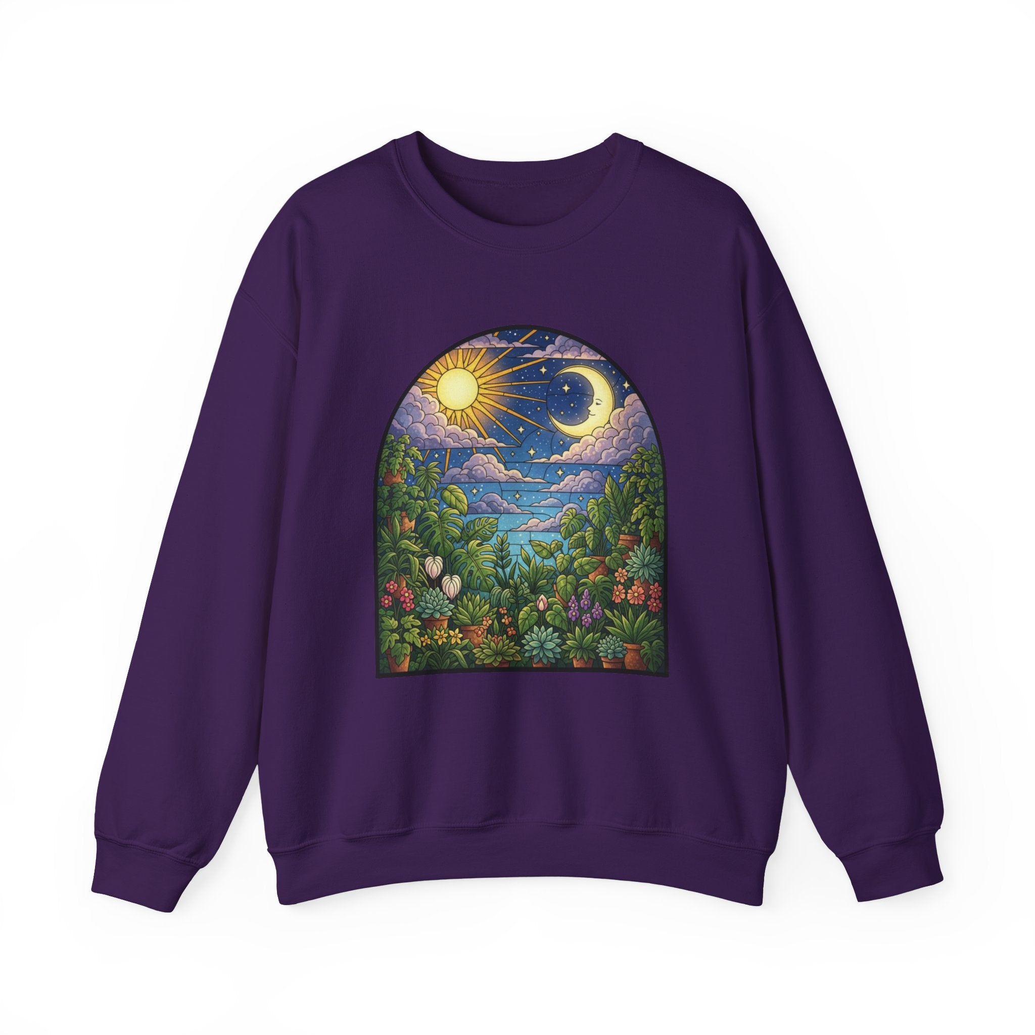 Celestial Houseplant Crewneck Sweatshirt | Stained Glass Pullover