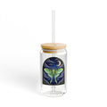 Luna Moth & Moon Glass Sipper Tumbler | 16oz Eco Bamboo Lid Tumbler with Plastic Straw