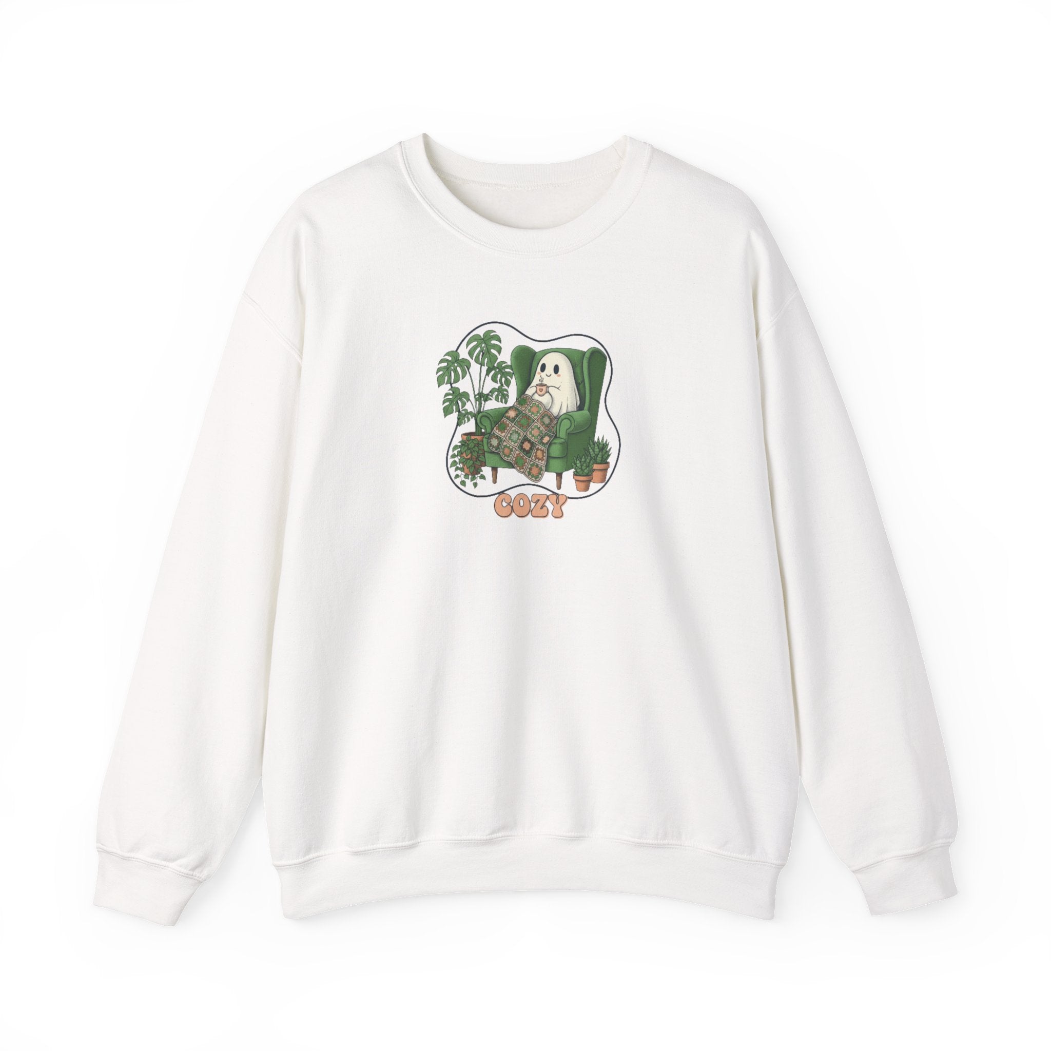 Ghost & Plants Crewneck Sweatshirt | Cozy Plant Lover Pullover