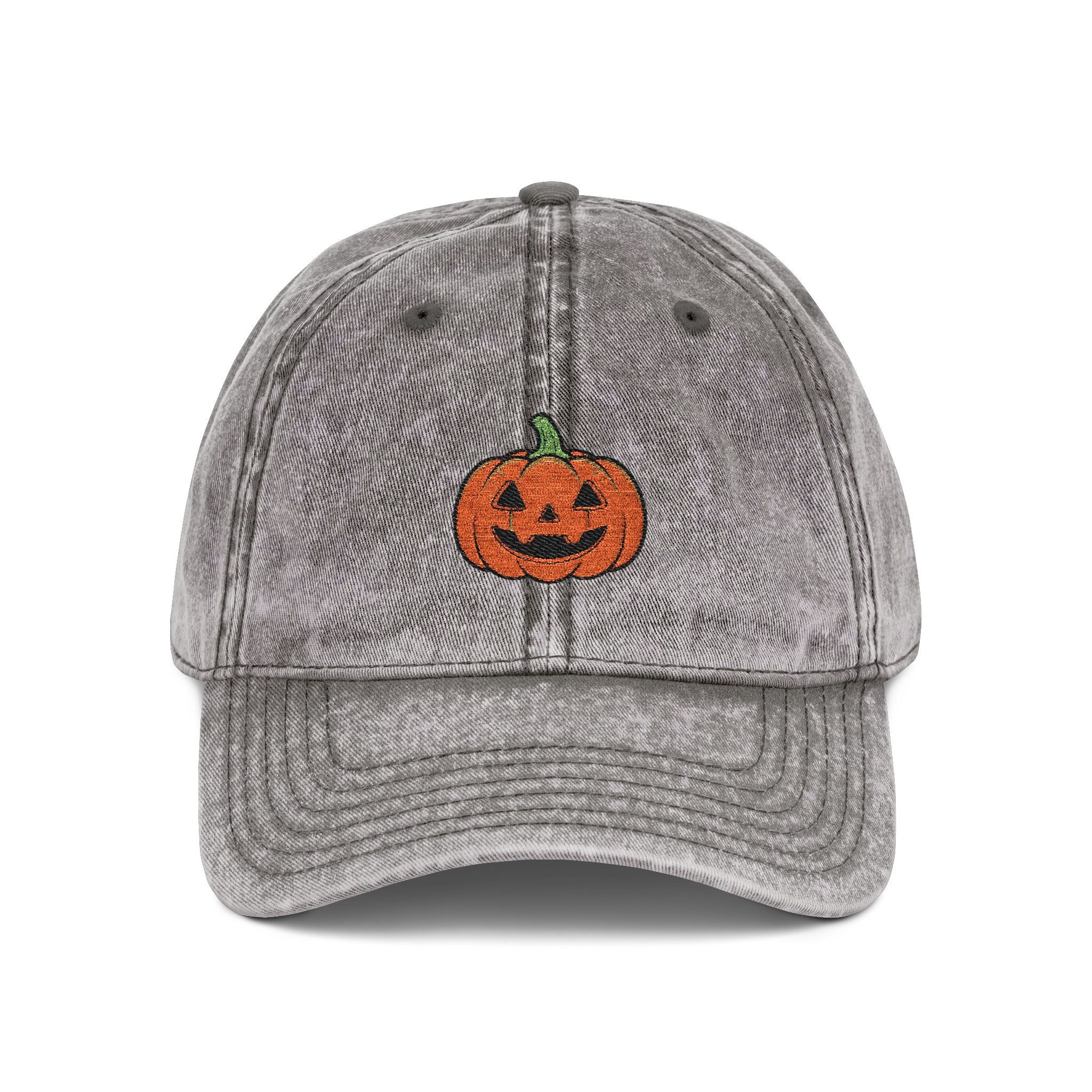 Distressed Embroidered Jack-O-Lantern Hat