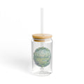 Moonlit Pond Greenery Glass Sipper | 16oz Eco Bamboo Lid Tumbler with Plastic Straw
