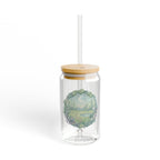 Moonlit Pond Greenery Glass Sipper | 16oz Eco Bamboo Lid Tumbler with Plastic Straw