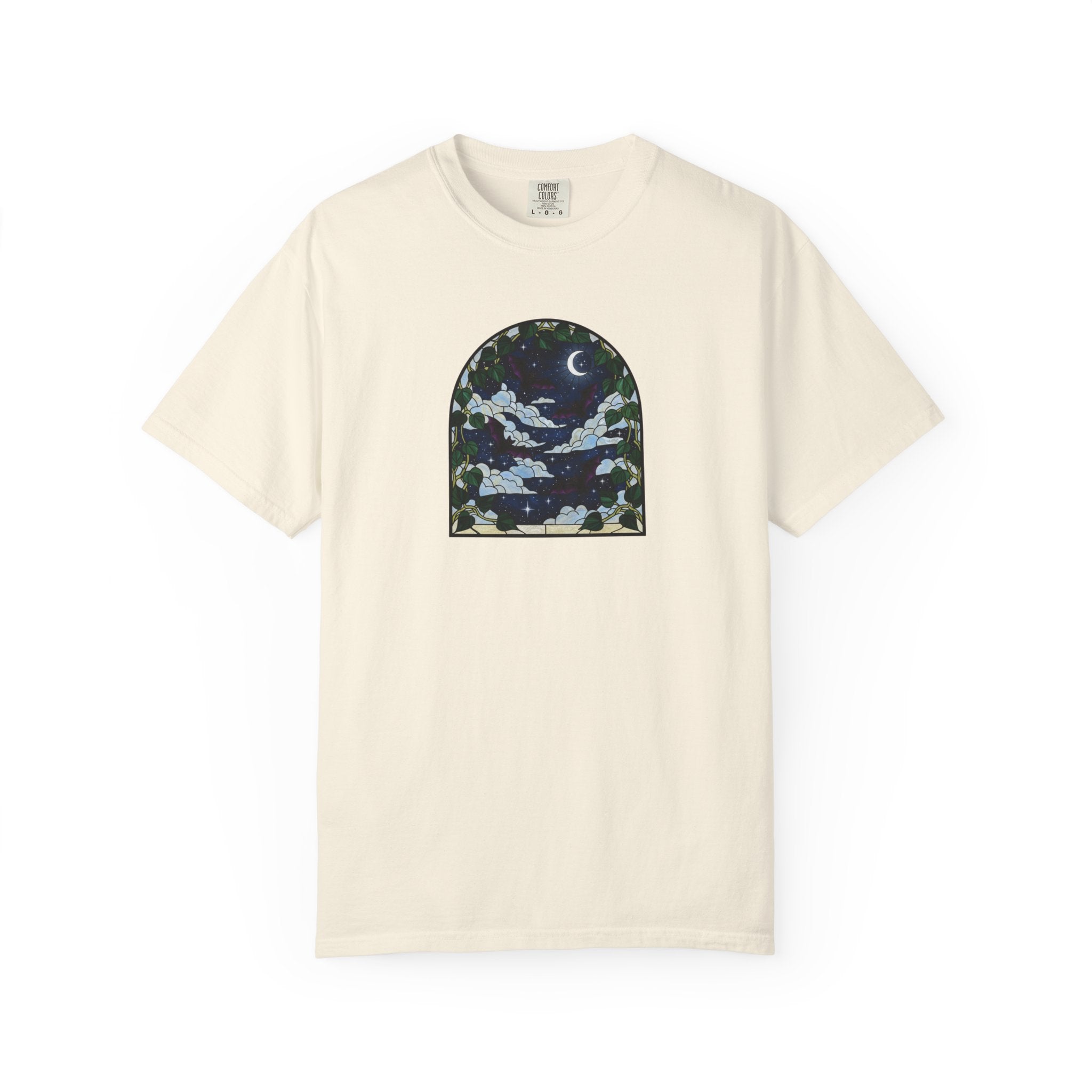 Moonlight Stained Glass Bats & Pothos T‑Shirt
