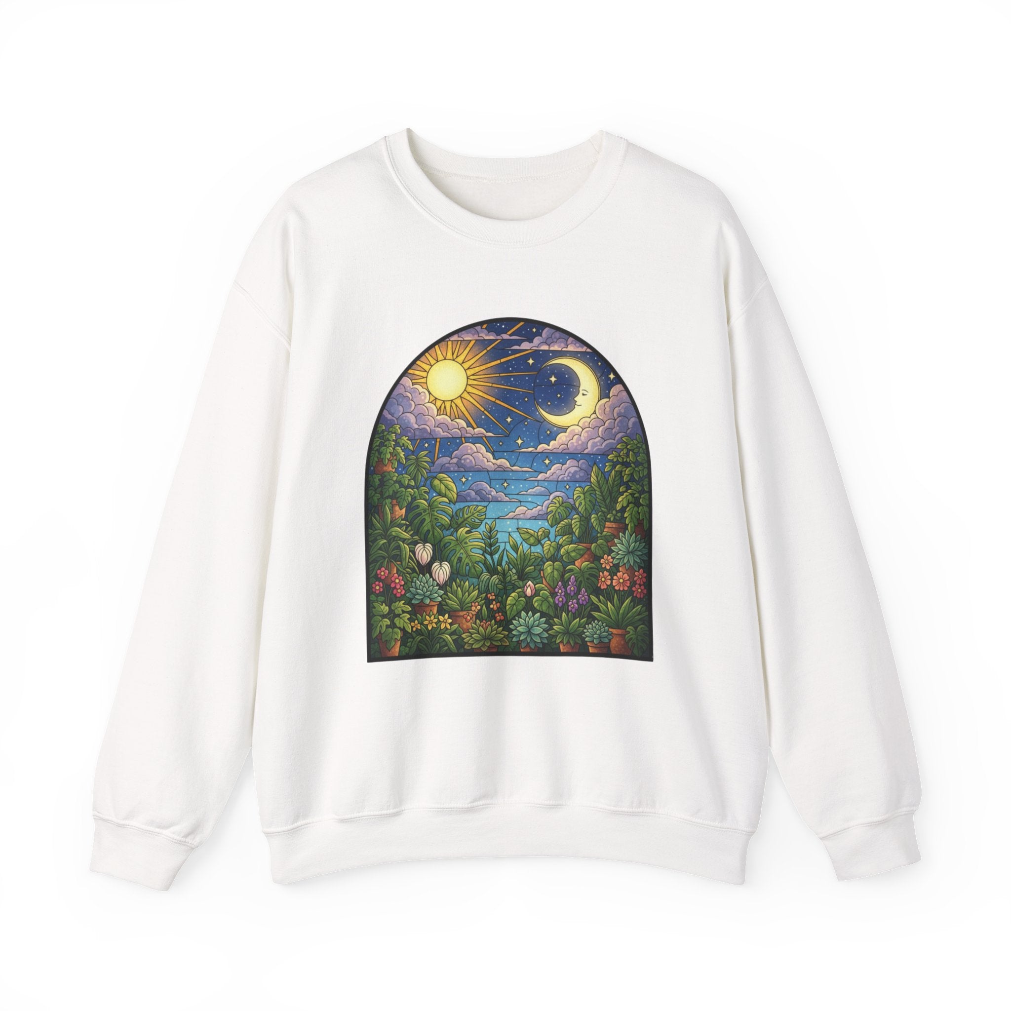 Celestial Houseplant Crewneck Sweatshirt | Stained Glass Pullover