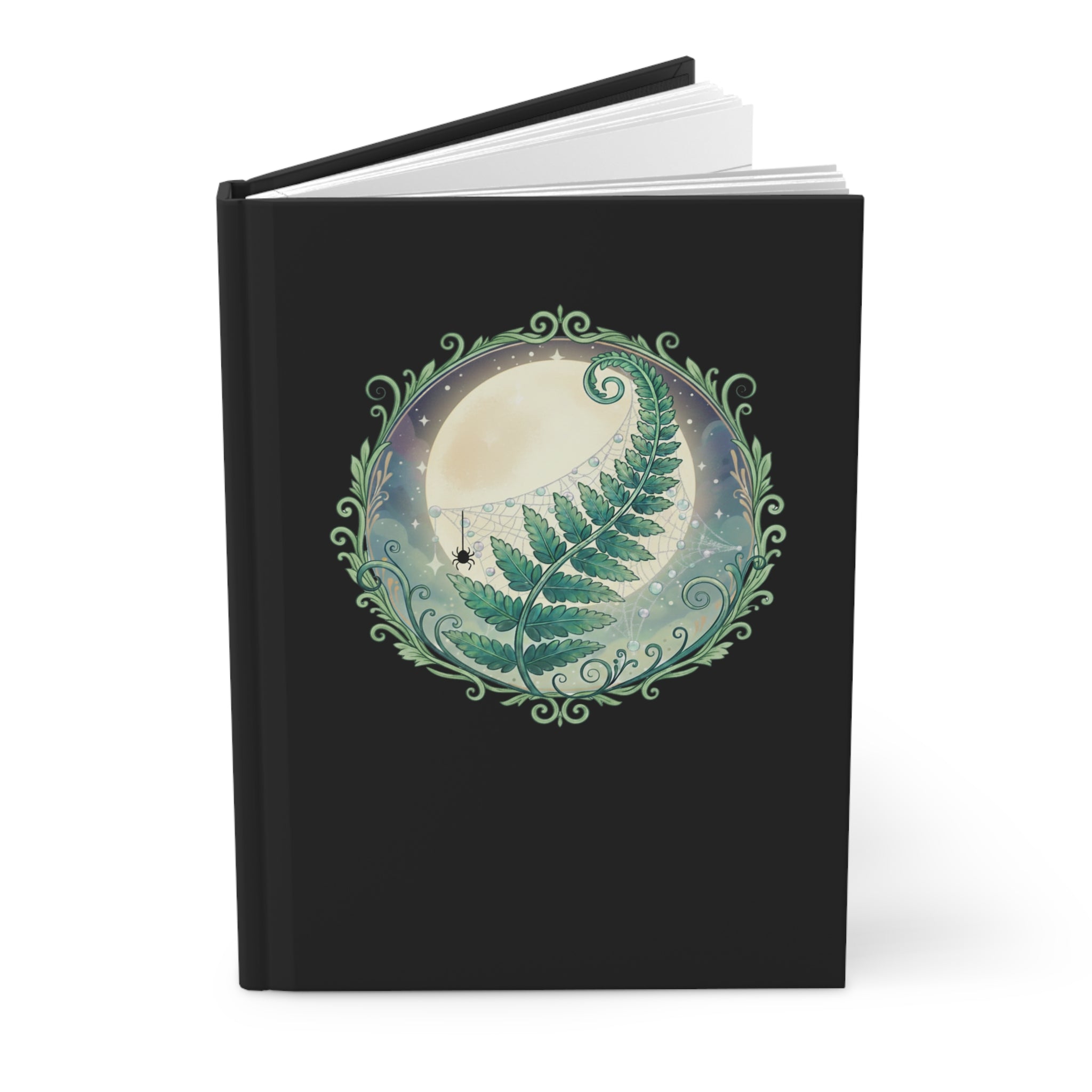 Fern Moon Hardcover Journal | Botanical Moonlight Sketchbook
