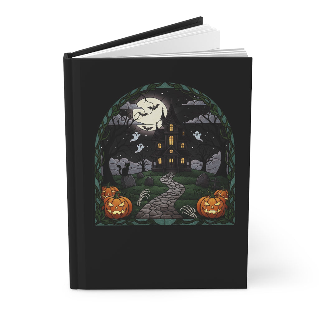 Haunted House Hardcover Journal | Halloween Stained Glass Notebook
