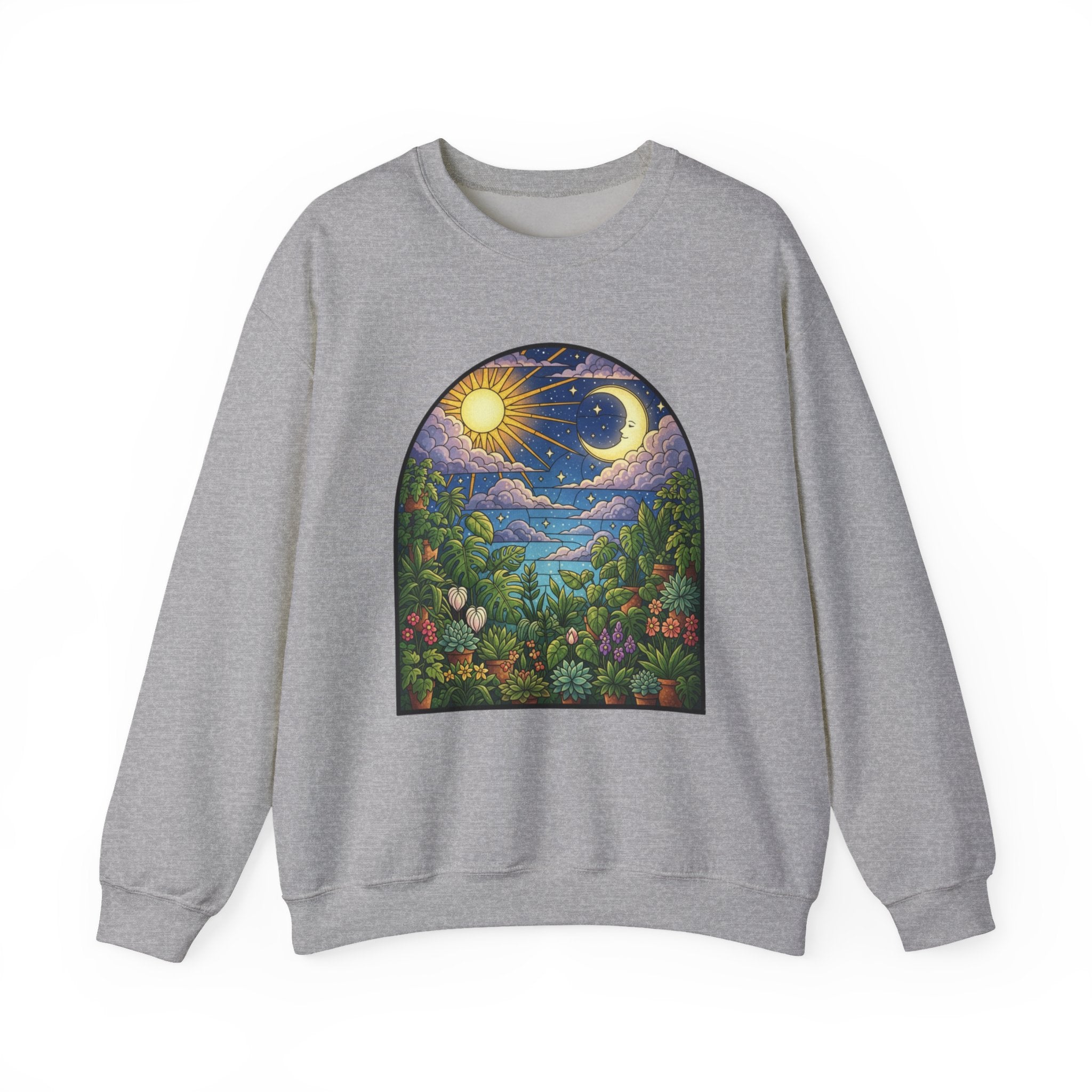 Celestial Houseplant Crewneck Sweatshirt | Stained Glass Pullover