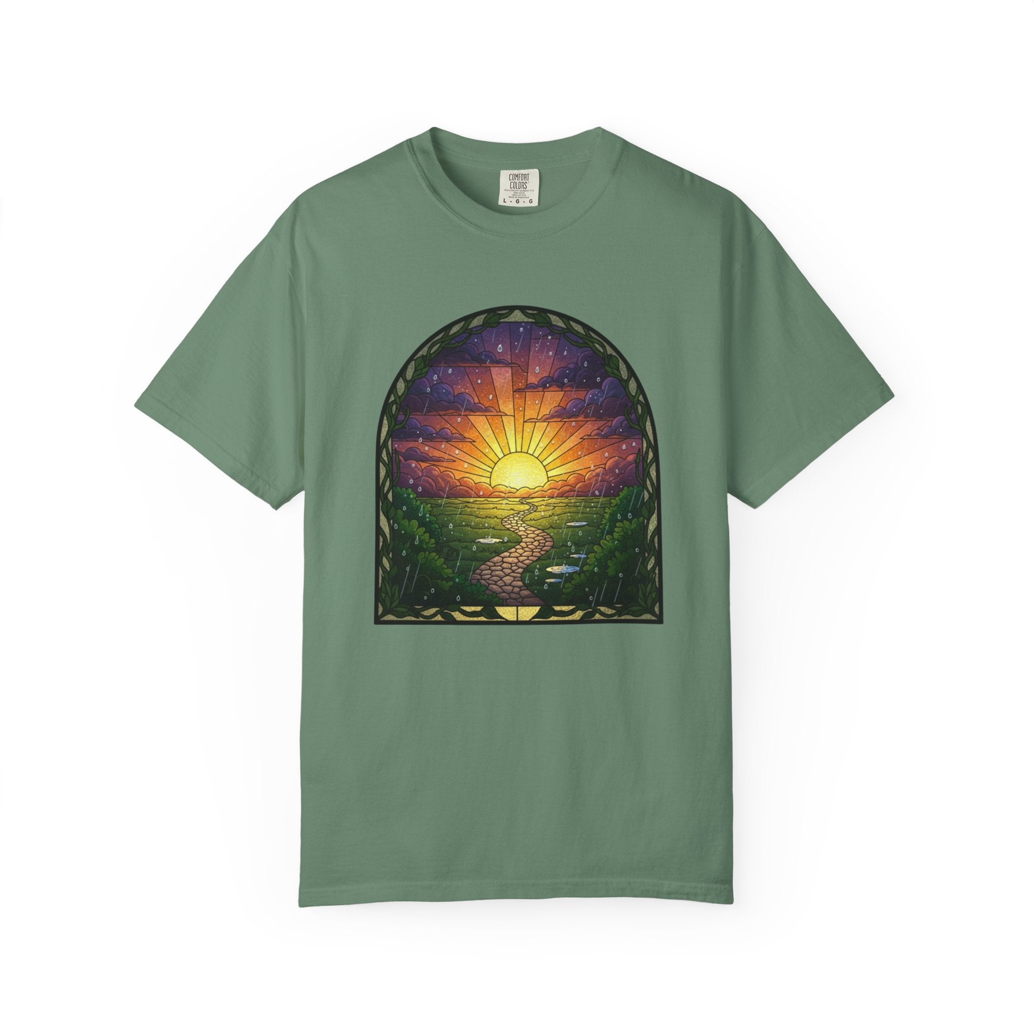 Rainy Sunset Stained Glass T-Shirt
