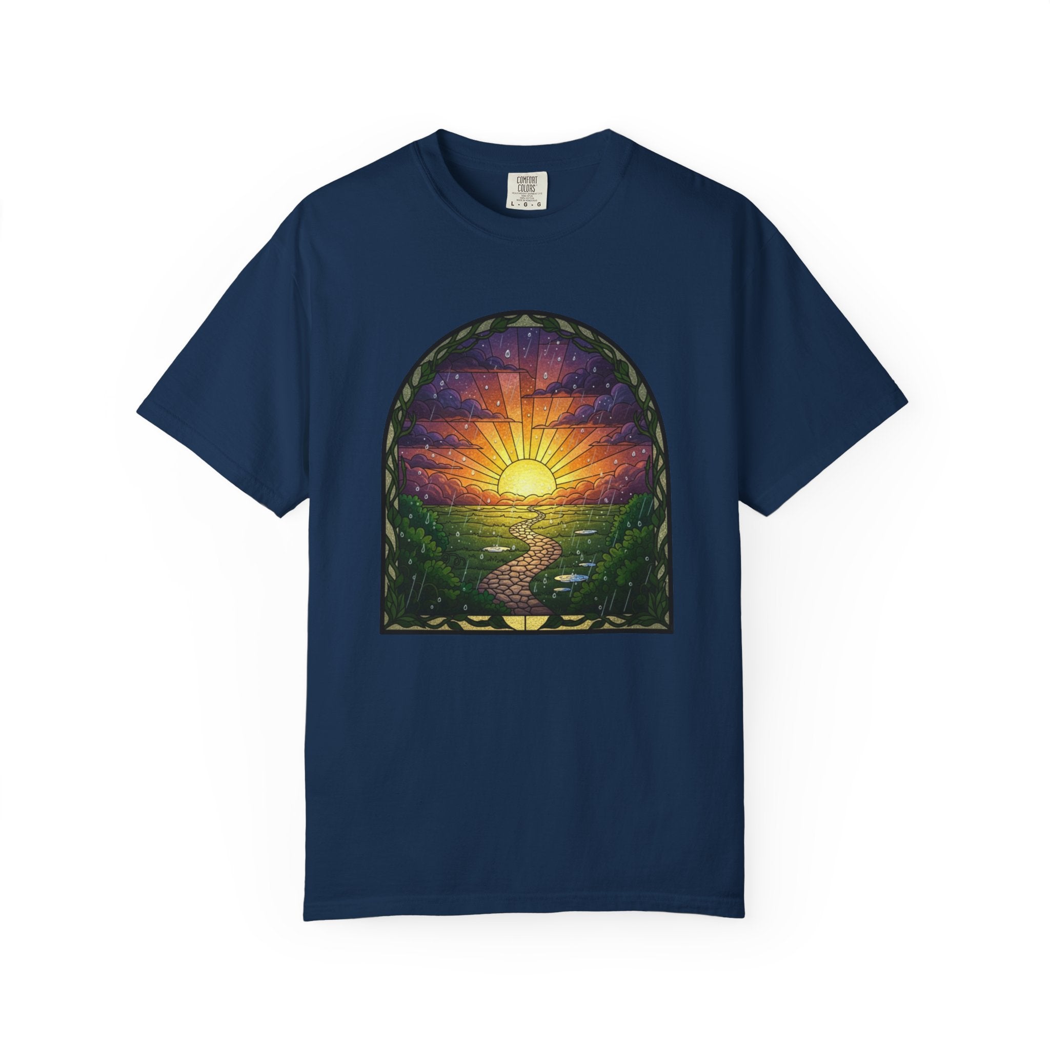 Rainy Sunset Stained Glass T-Shirt