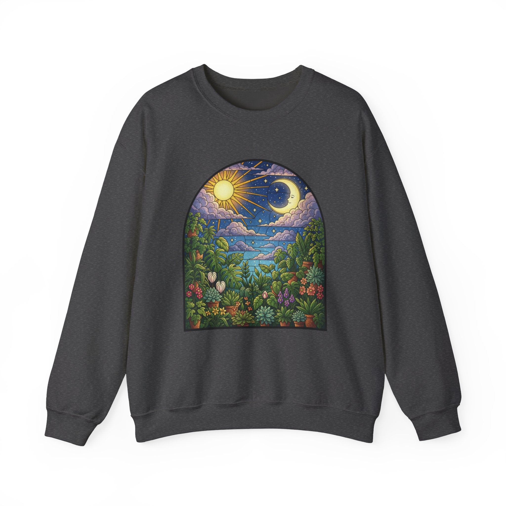 Celestial Houseplant Crewneck Sweatshirt | Stained Glass Pullover