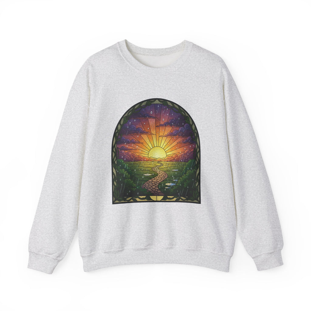 Rainy Sunset Stained Glass Crewneck Sweatshirt