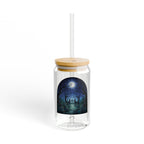 Mystic Moonlit Graveyard Glass Sipper | 16oz Eco Bamboo Lid Tumbler with Plastic Straw