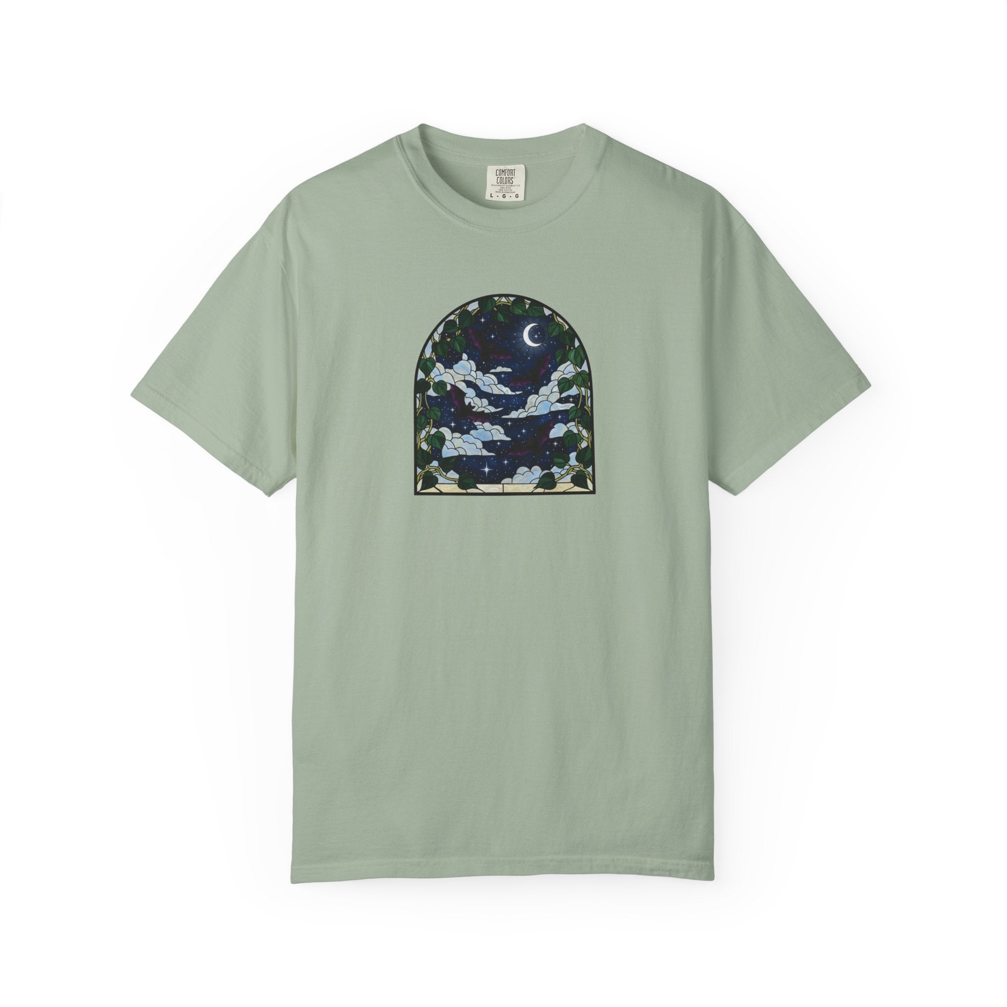 Moonlight Stained Glass Bats & Pothos T‑Shirt