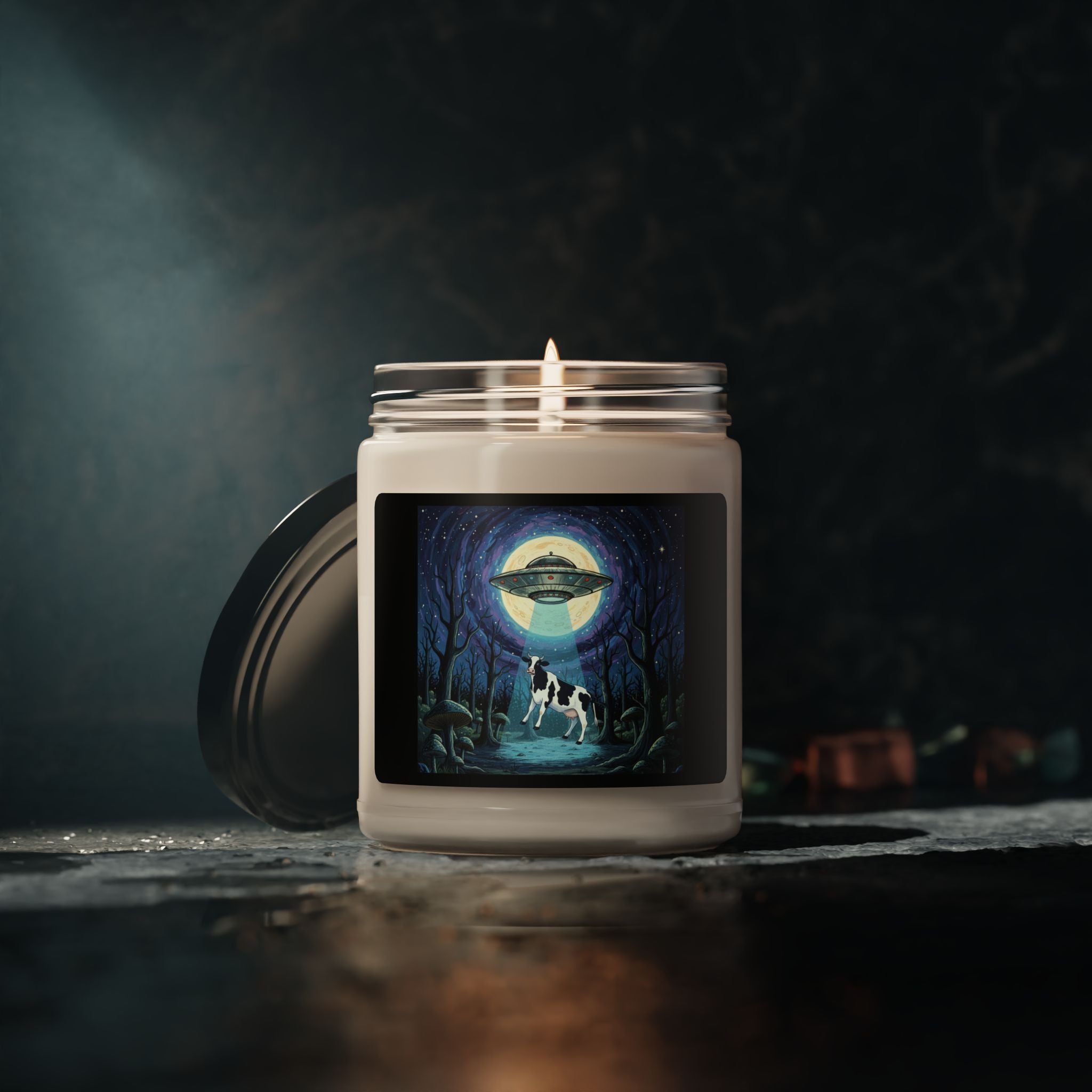 UFO Cow Abduction Scented Soy Candle 9oz