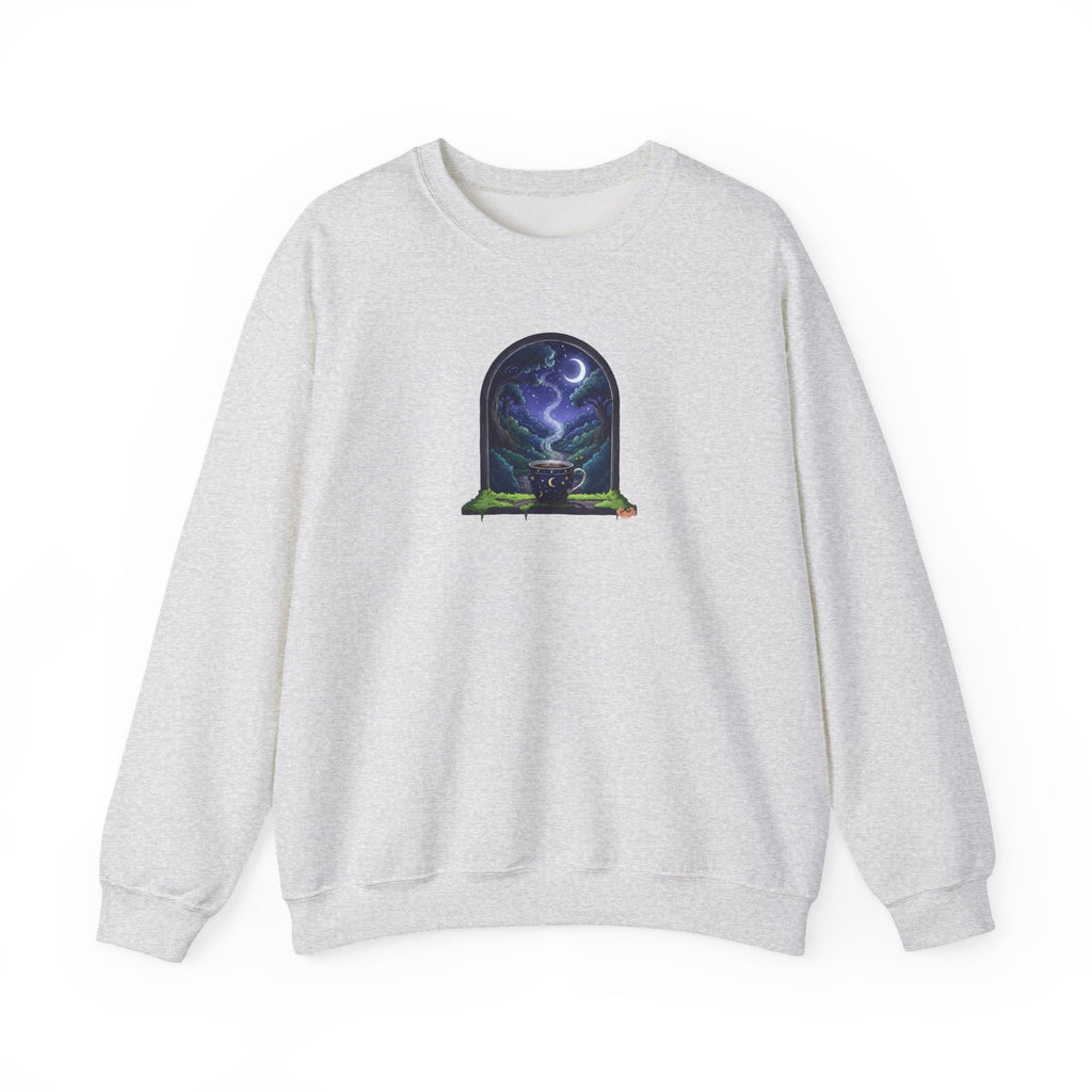 Mystic Night Crewneck Sweatshirt | Coffee with Forest View Pullover