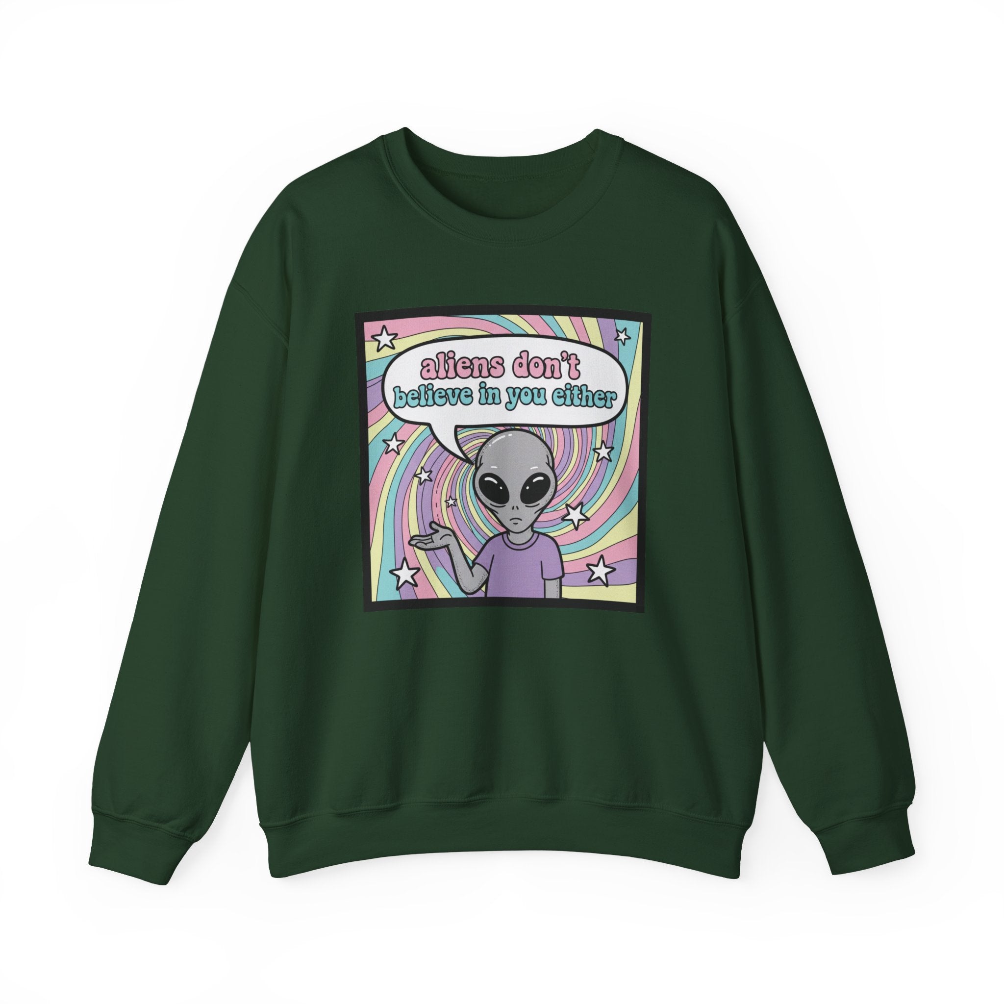 Aliens Don't Believe in You Either | Pastel Retro Crewneck Sweatshirt